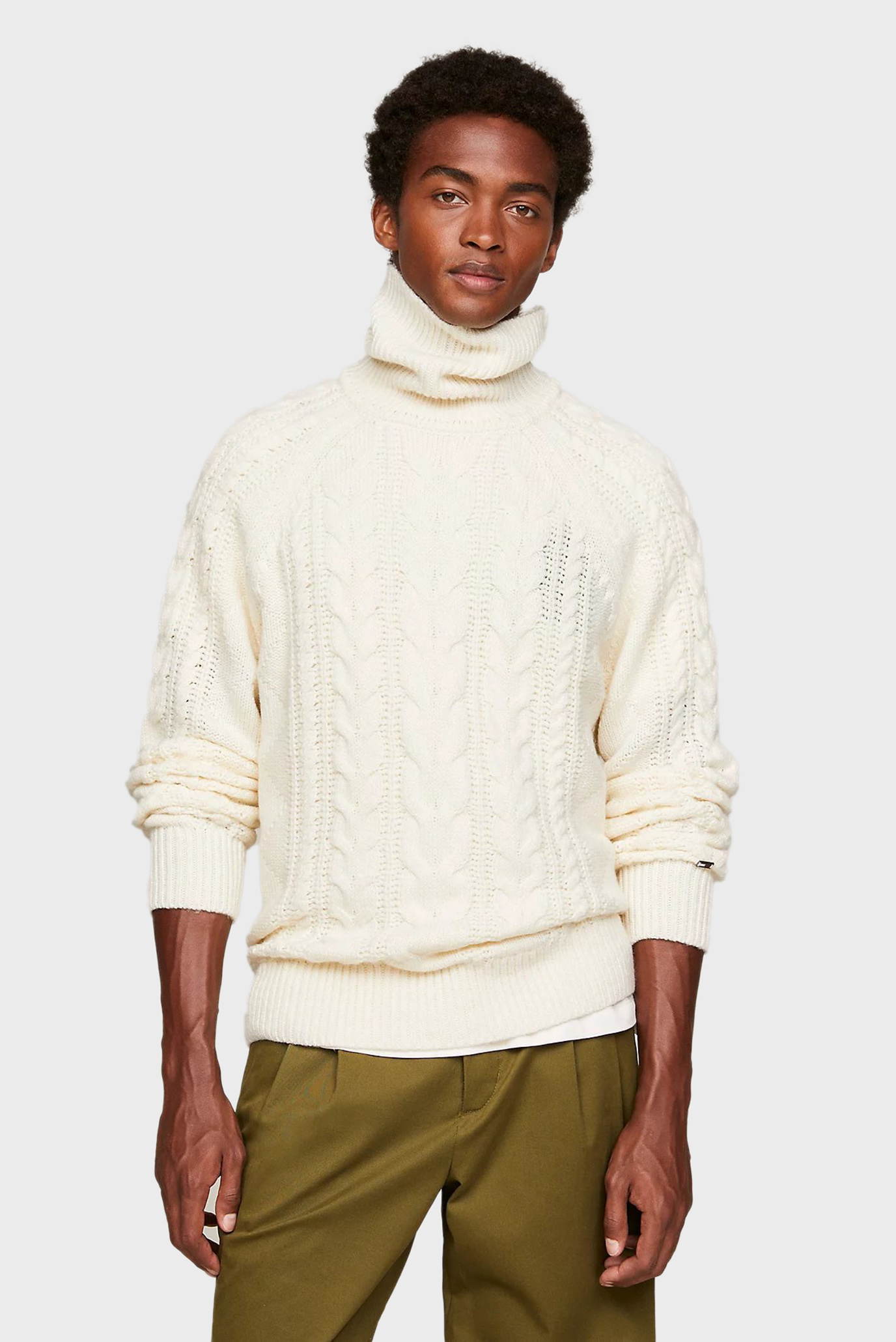 Чоловічий білий вовняний светр DC CABLE 1