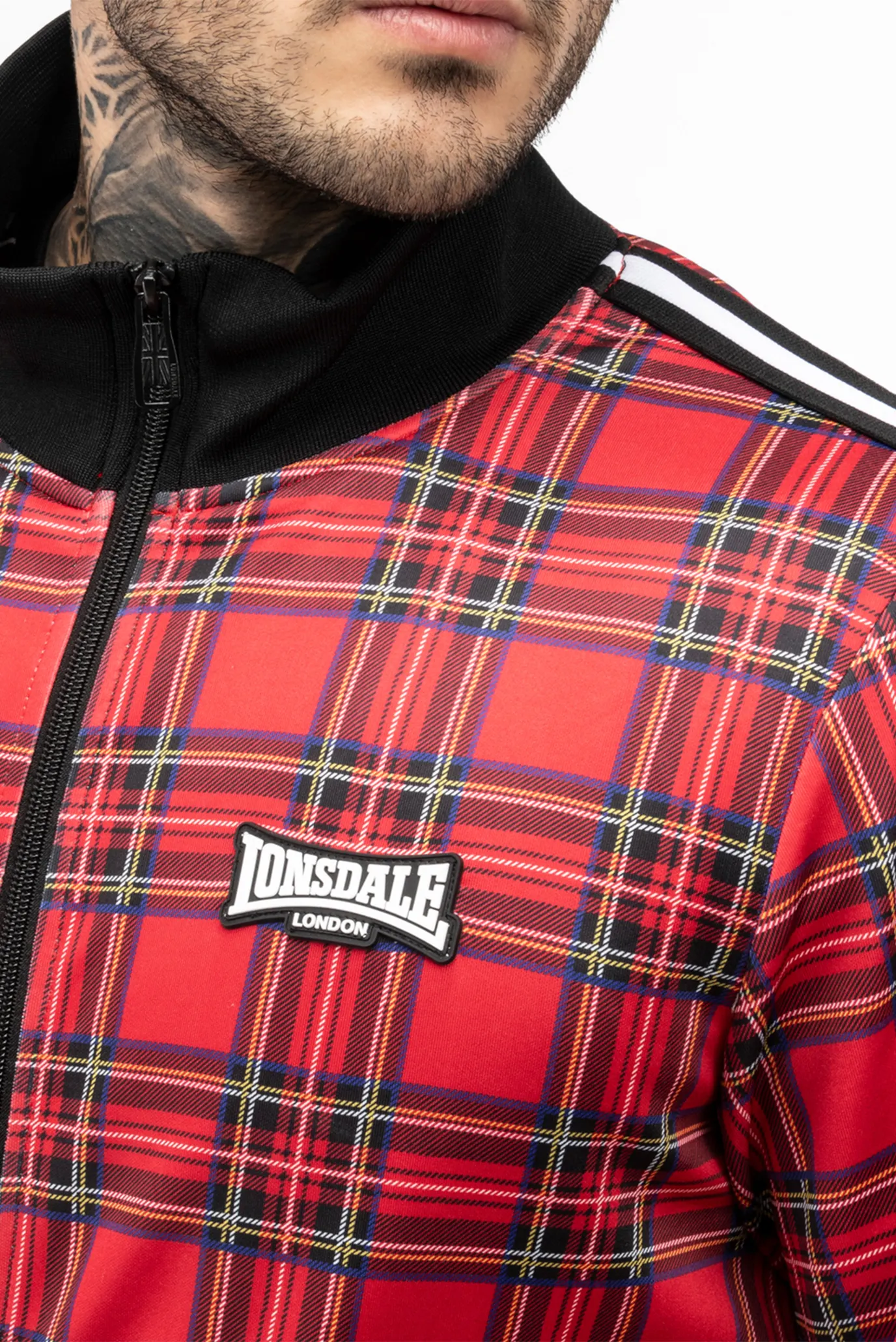 Чоловічий червоний картатий спортивний костюм (кофта, штани) 3