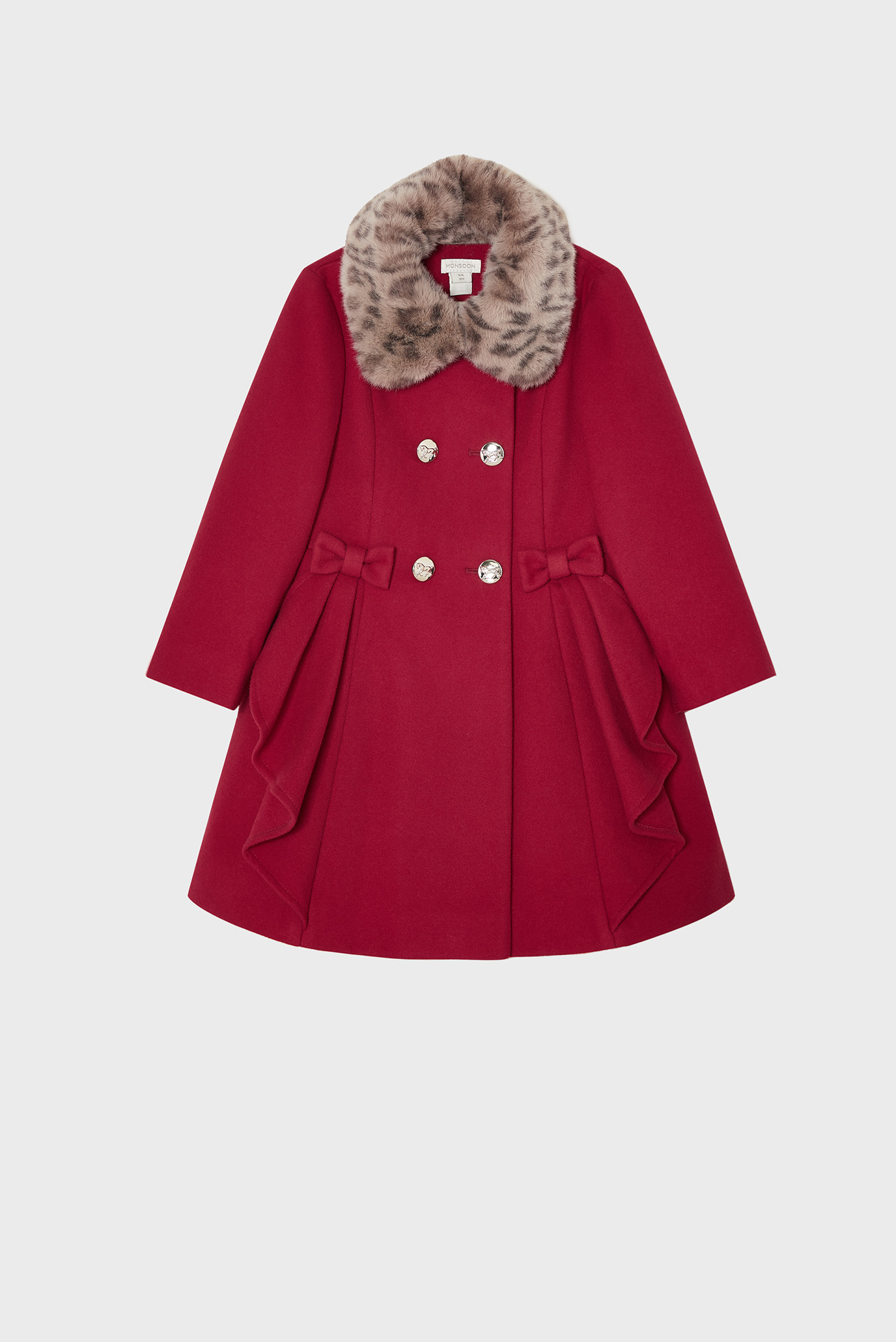 Детское бордовое пальто RUFFLE FRONT COAT 1