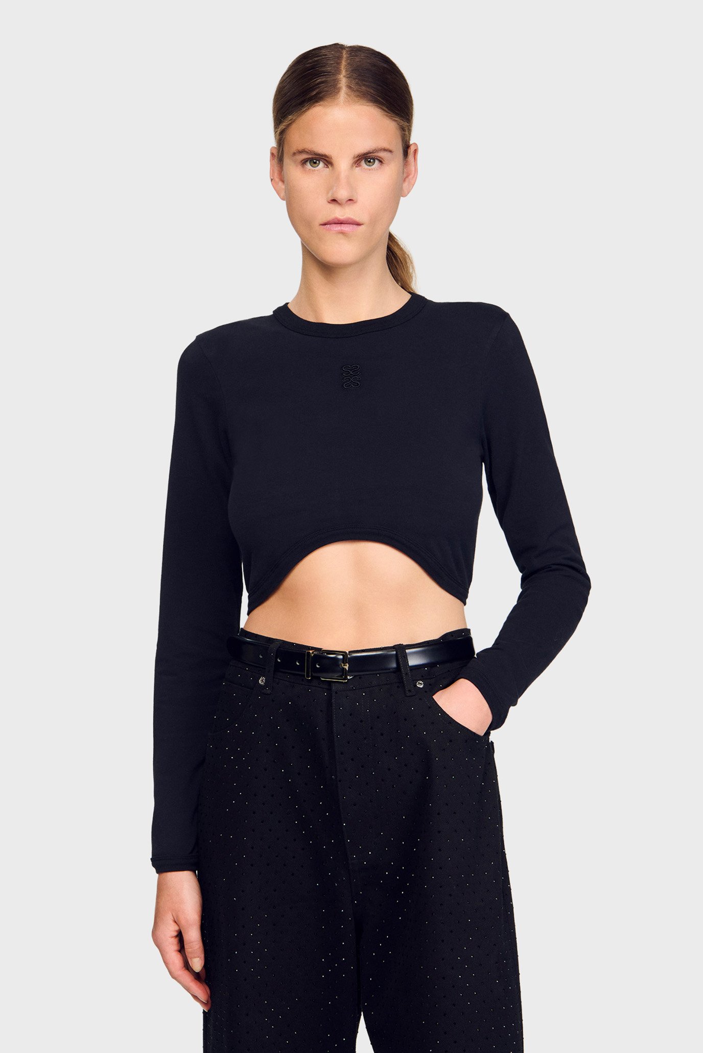 Женский черный топ Черный M Sandro SFPTS01733_Black Женский черный топ Черный M Sandro SFPTS01733_Black
