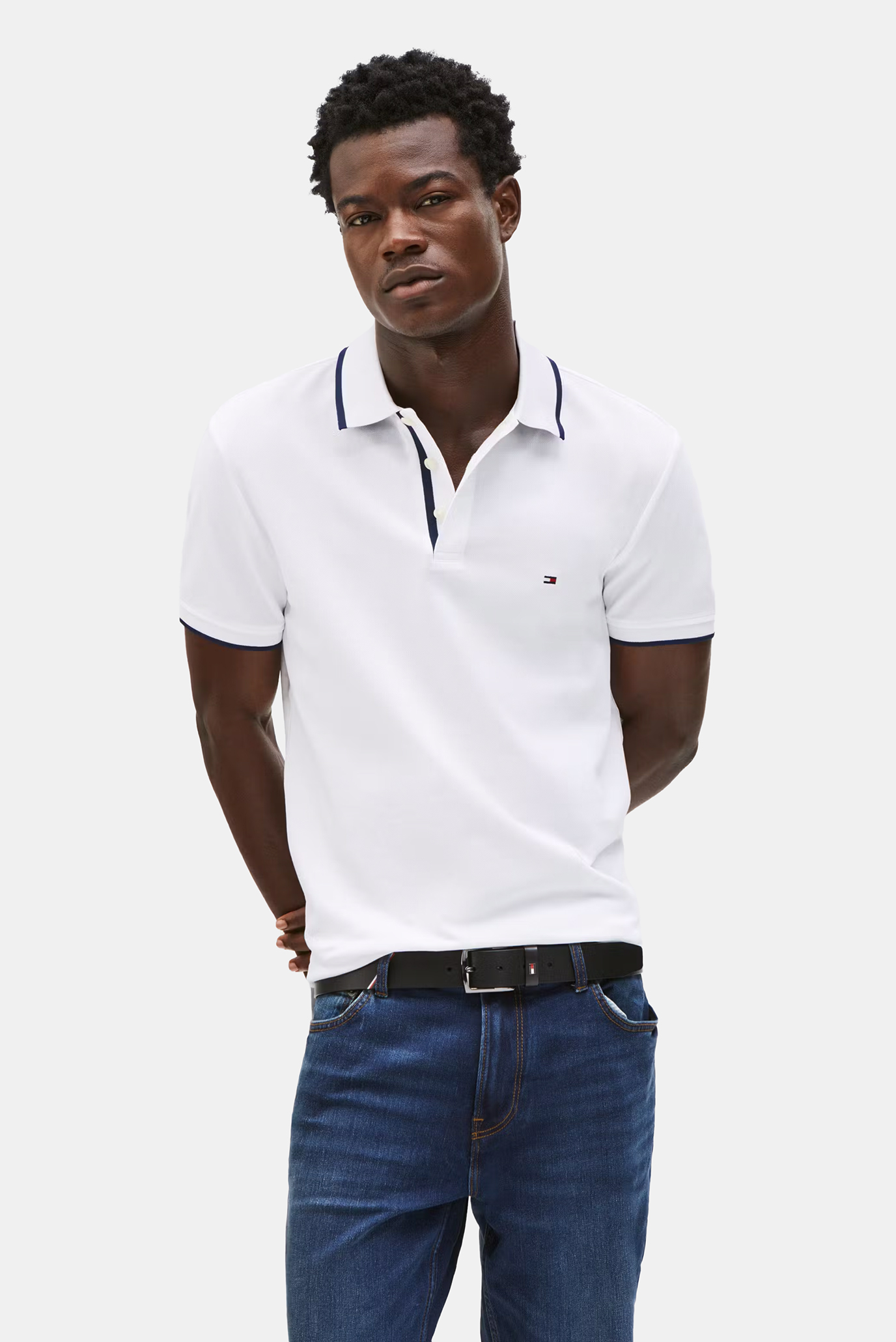 Мужское белое поло MERCERISED UNDERCOLLAR Белый S Tommy Hilfiger MW0MW37514 Мужское белое поло MERCERISED UNDERCOLLAR Белый S Tommy Hilfiger MW0MW37514