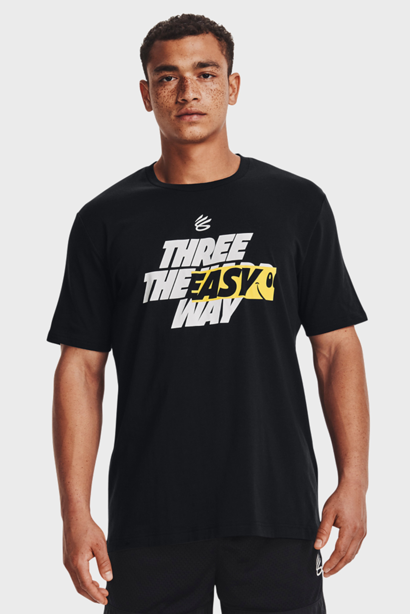 Мужская черная футболка CURRY THREE EASY SS 1