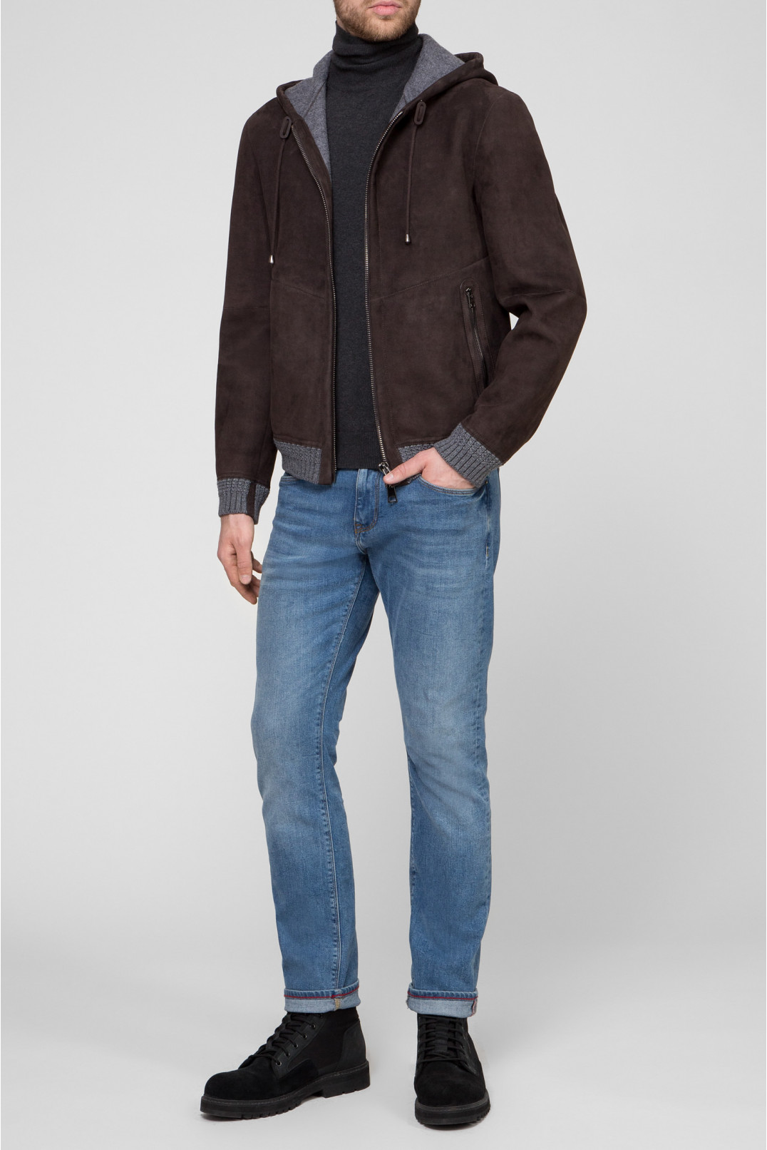 Мужская коричневая замшевая куртка Ruffo RUFFO49-210 — MD-Fashion