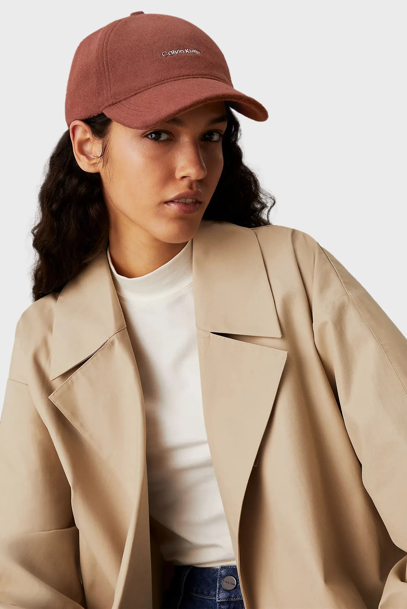 Женская коричневая шерстяная кепка METAL LETTERING WOOL CAP 2