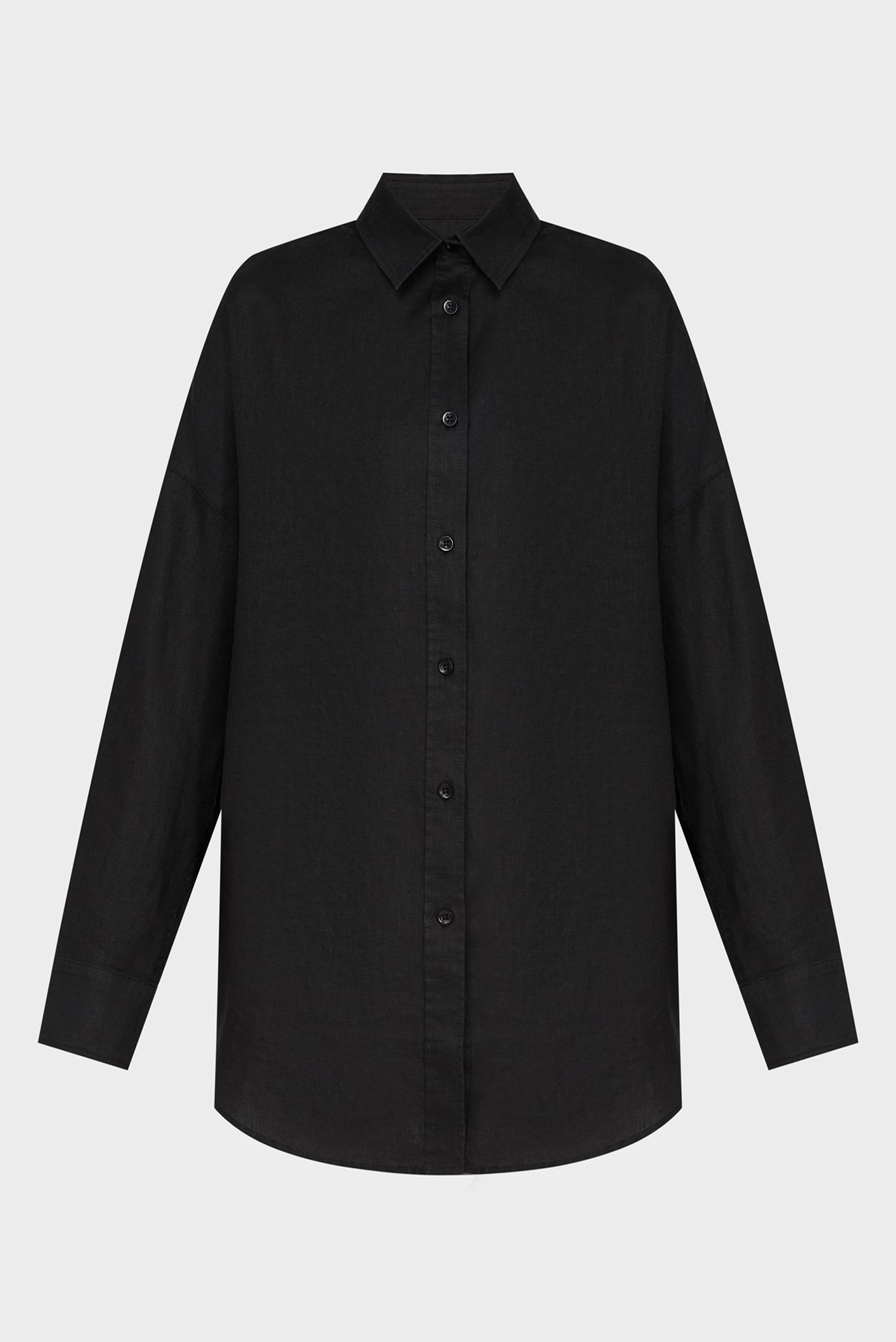 Женская черная льняная рубашка 1