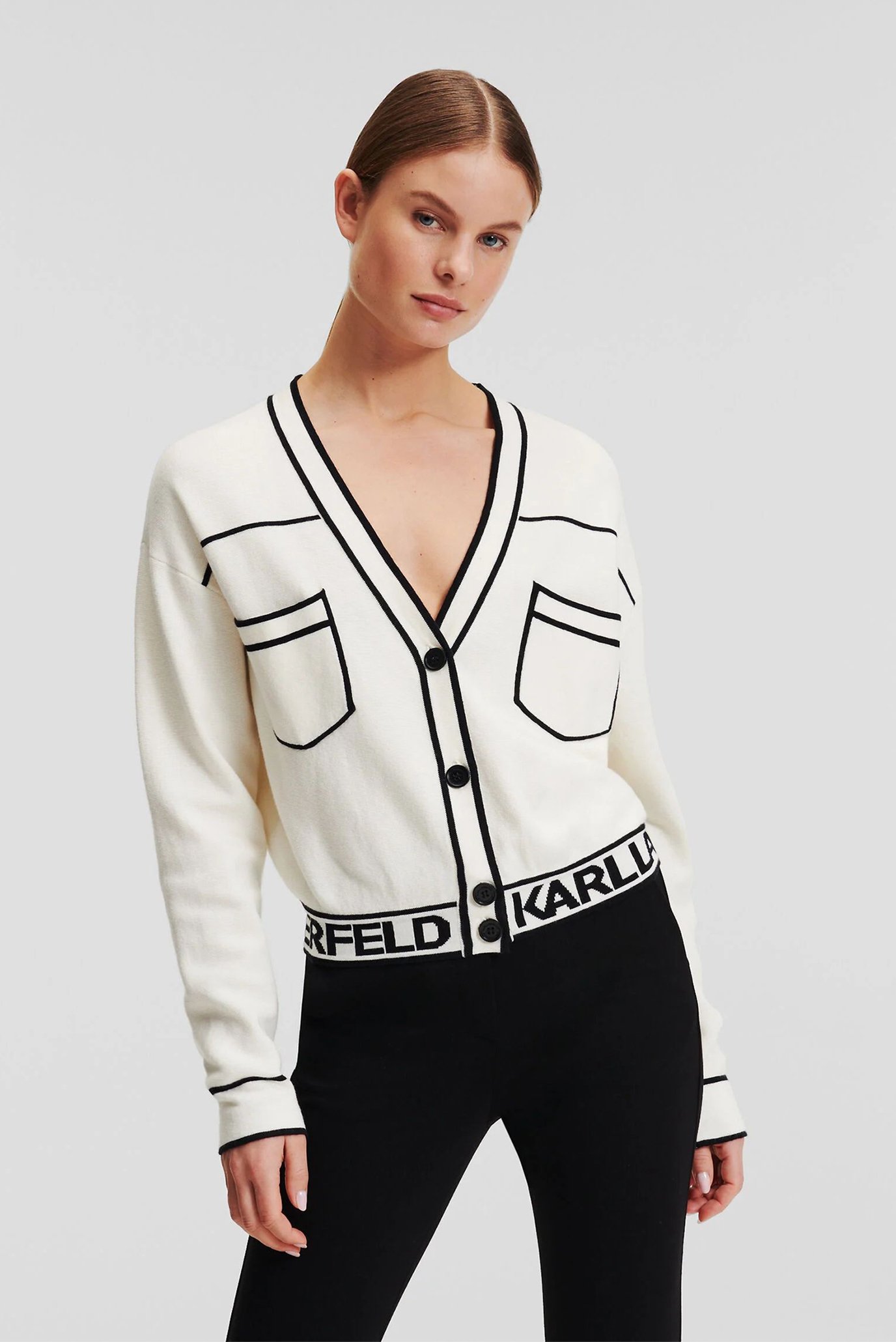 Женский белый кардиган SHORT LOGO CARDIGAN 1