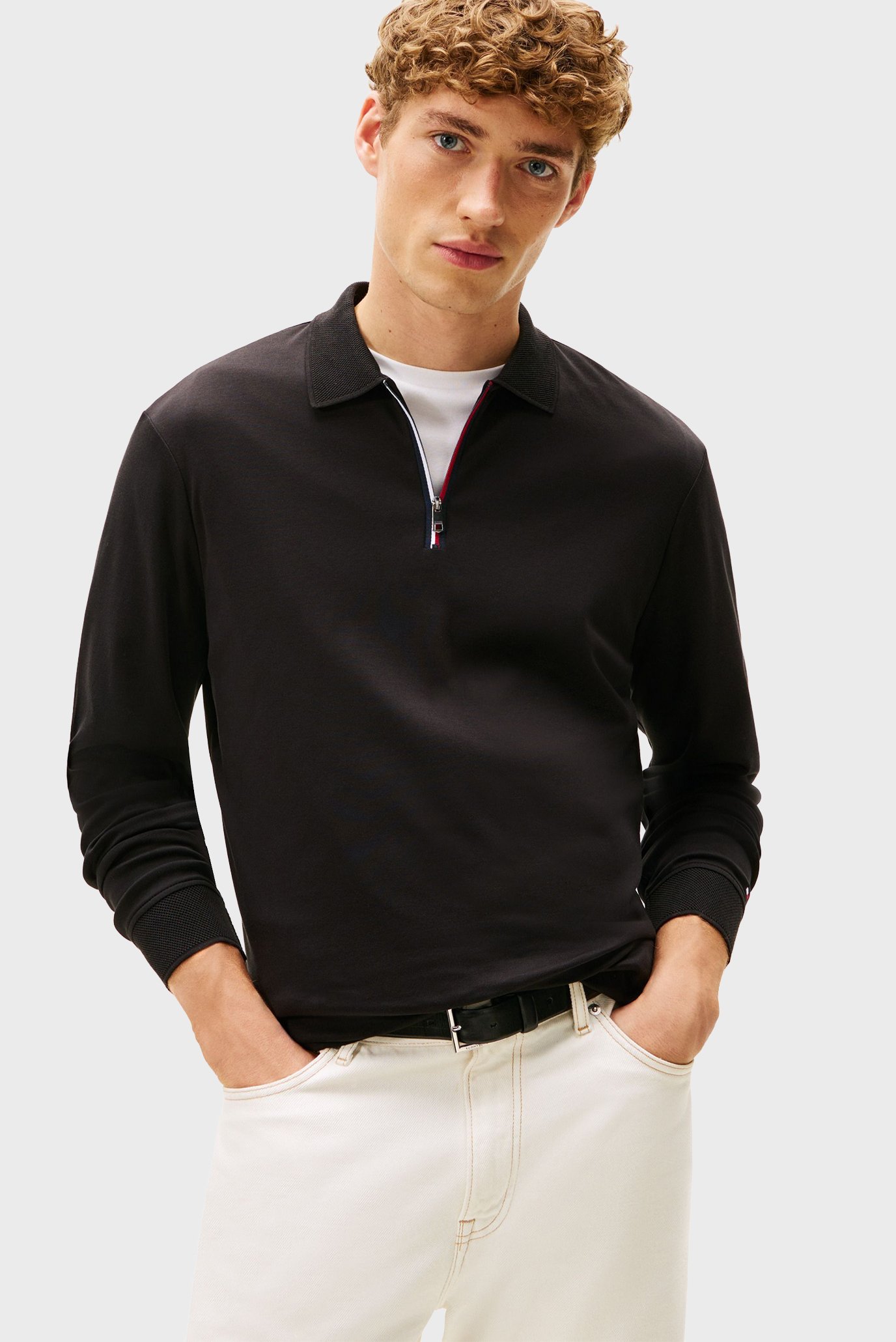 Мужское черное поло ZIP INTERLOCK Черный XXL Tommy Hilfiger MW0MW40302 Мужское черное поло ZIP INTERLOCK Черный XXL Tommy Hilfiger MW0MW40302