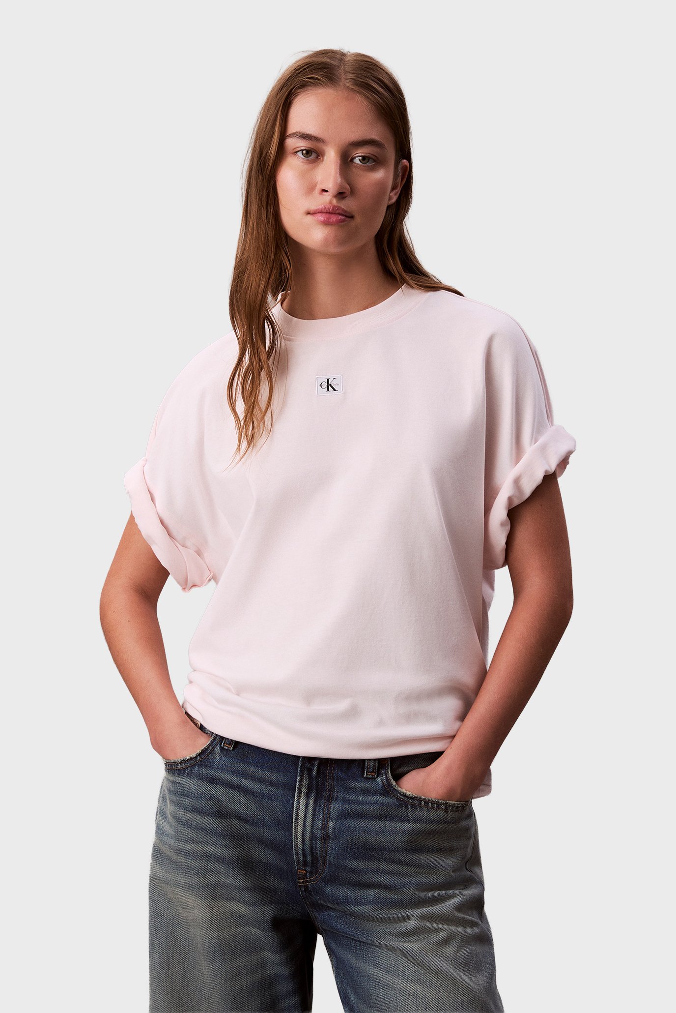 Женская пудровая футболка LABEL Розовый M Calvin Klein Jeans LV047D204G Женская пудровая футболка LABEL Розовый M Calvin Klein Jeans LV047D204G