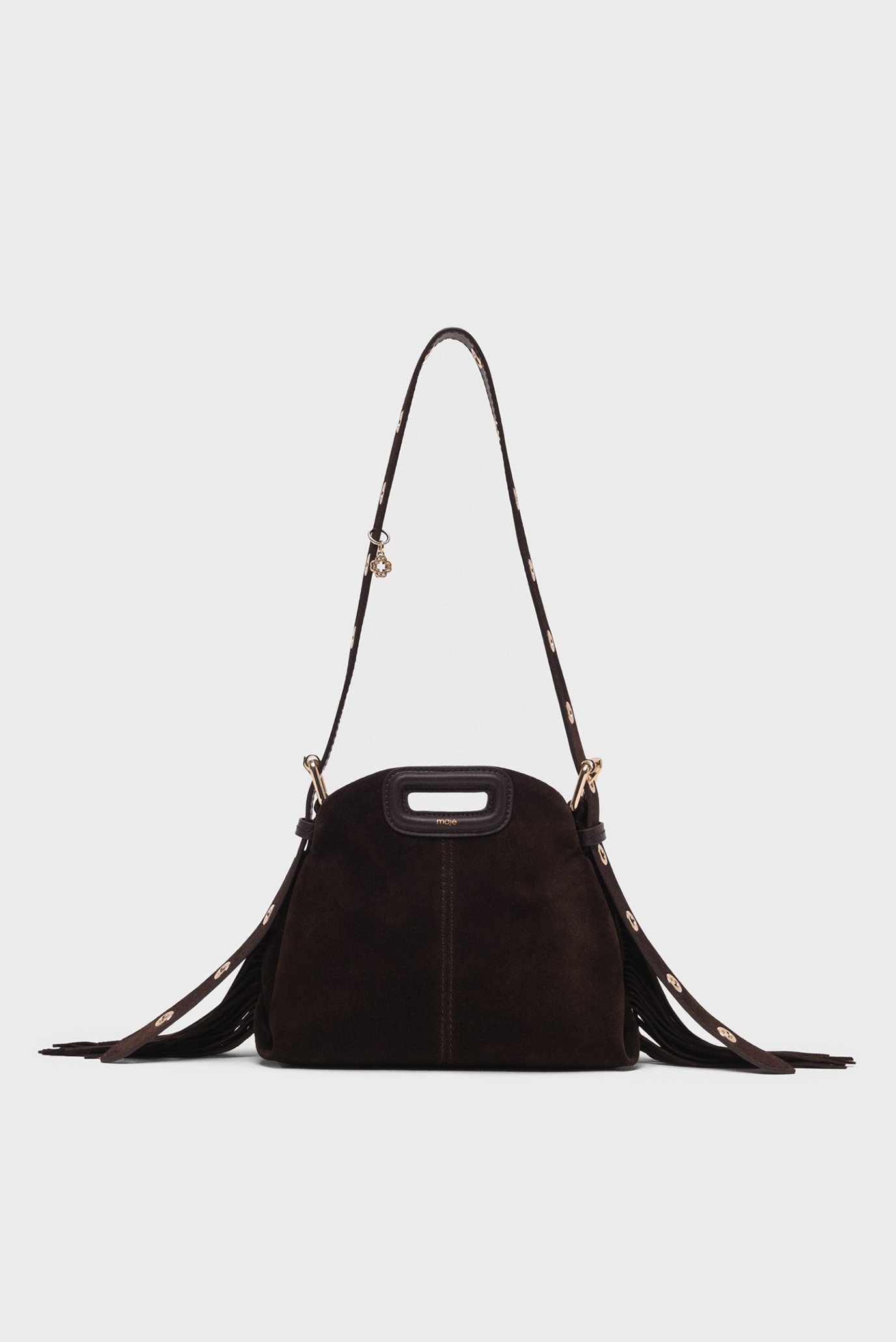 Женская темно-коричневая замшевая сумка Miss M Коричневый ONESIZE MAJE MFASA01318_Dark brown Женская темно-коричневая замшевая сумка Miss M Коричневый ONESIZE MAJE MFASA01318_Dark brown