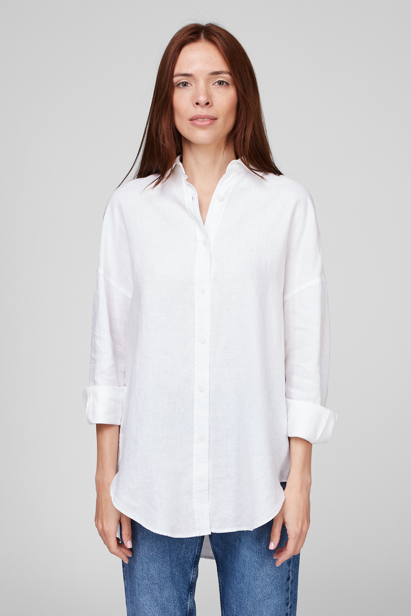 Женская белая льняная рубашка 1