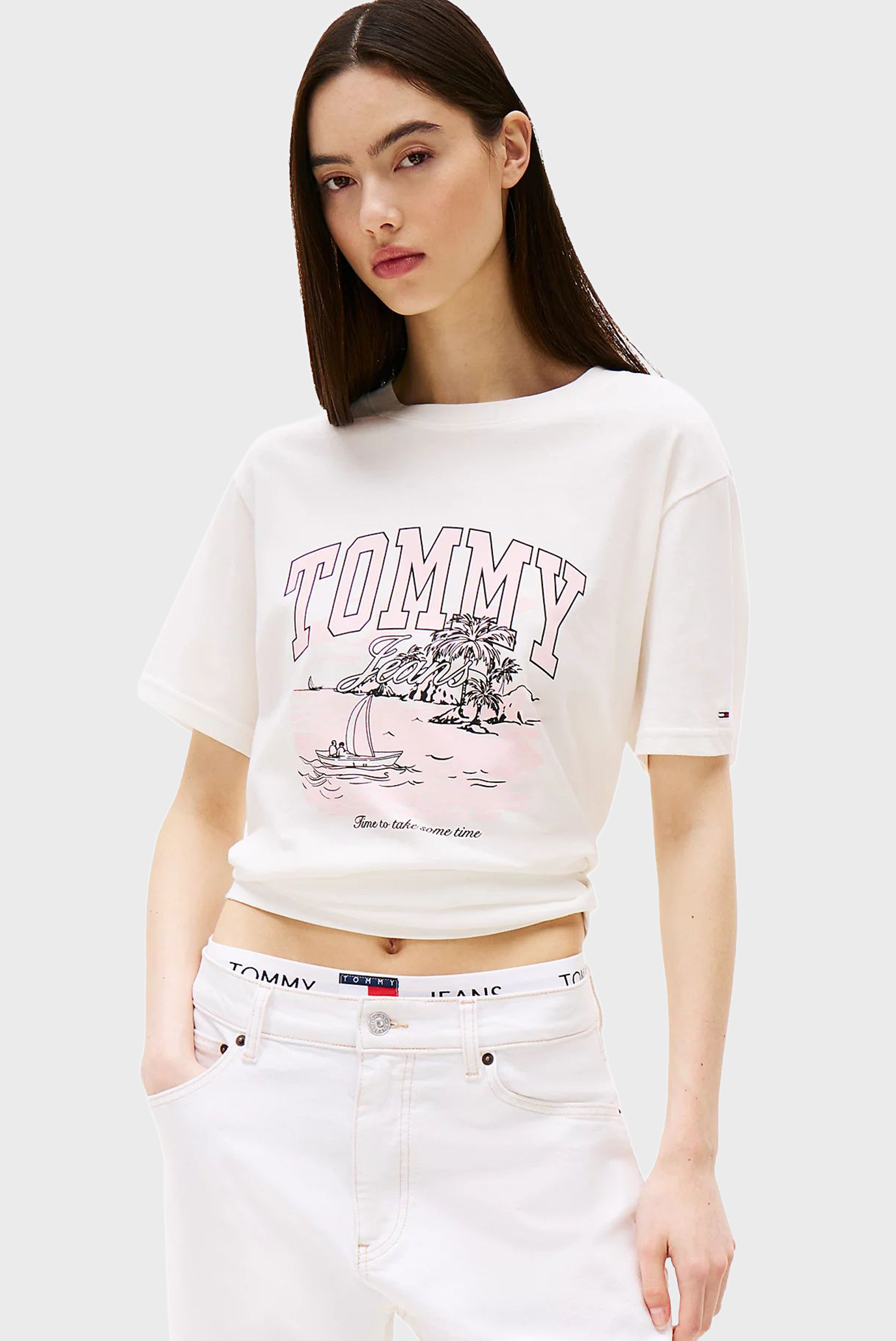 Женская белая футболка RLX TONAL TROPICS Белый S Tommy Jeans DW0DW21343 Женская белая футболка RLX TONAL TROPICS Белый S Tommy Jeans DW0DW21343