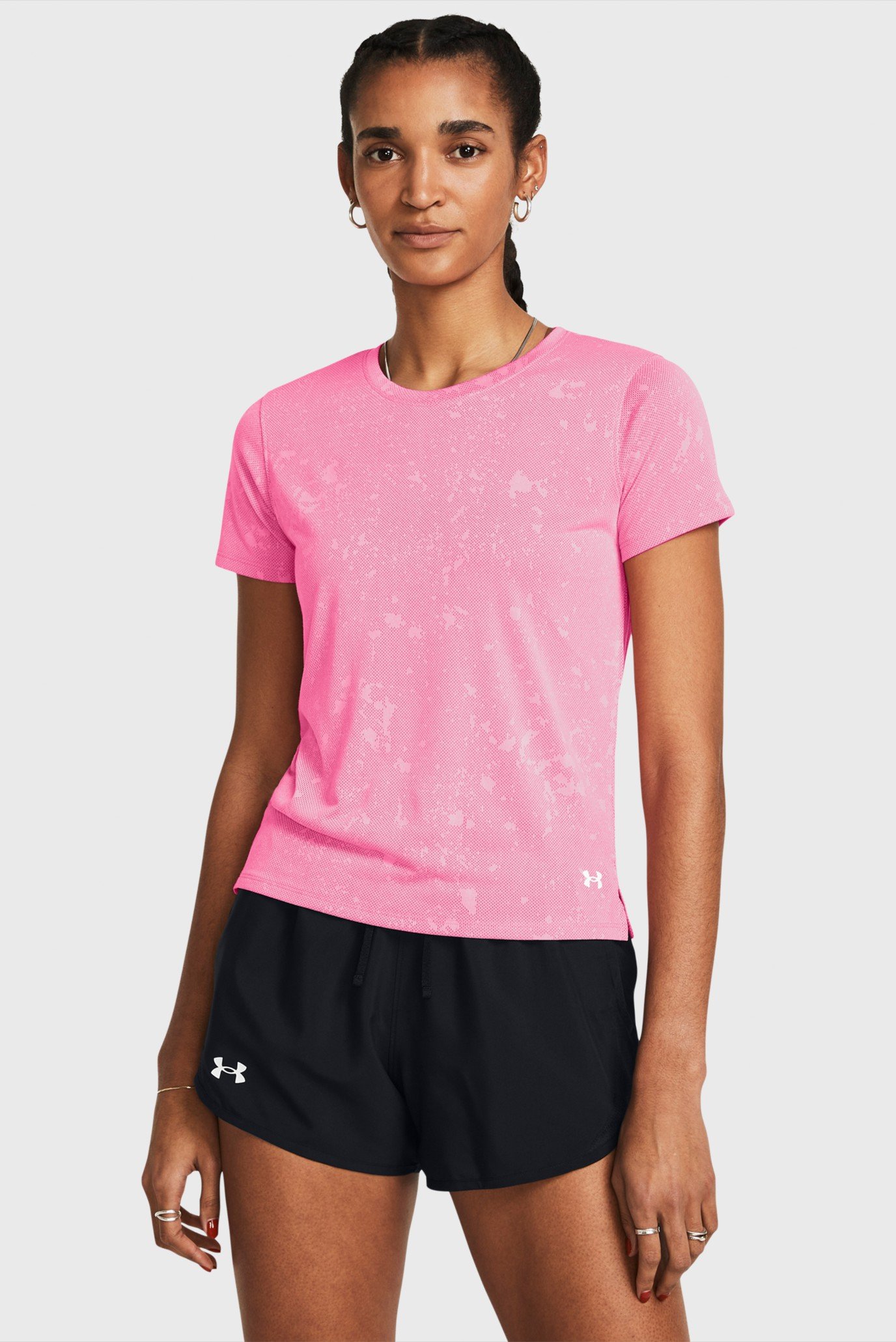 Женская розовая футболка UA Launch Splatter SS 1