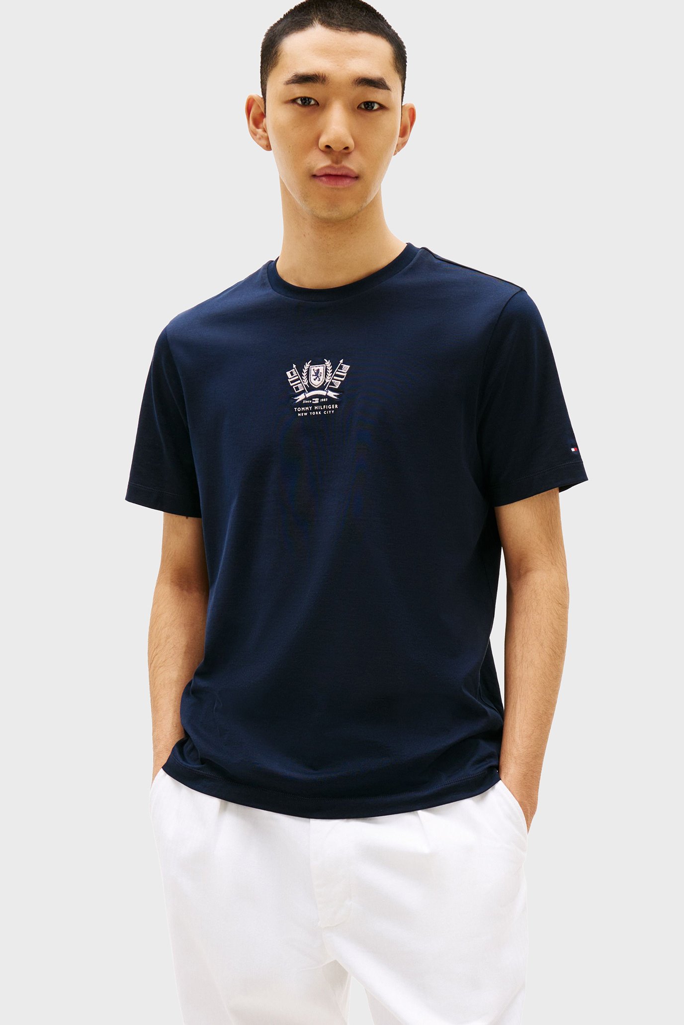 Мужская темно-синяя футболка CREST EMBRO Синий XXL Tommy Hilfiger MW0MW38613 Мужская темно-синяя футболка CREST EMBRO Синий XXL Tommy Hilfiger MW0MW38613