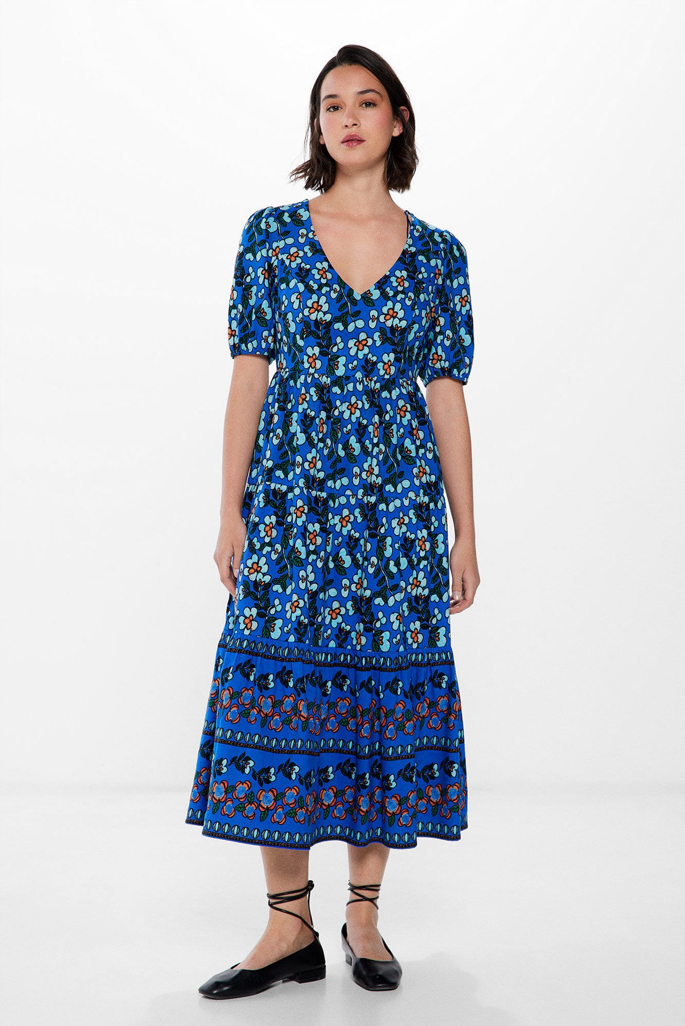 Жіноча синя сукня з візерунком 1