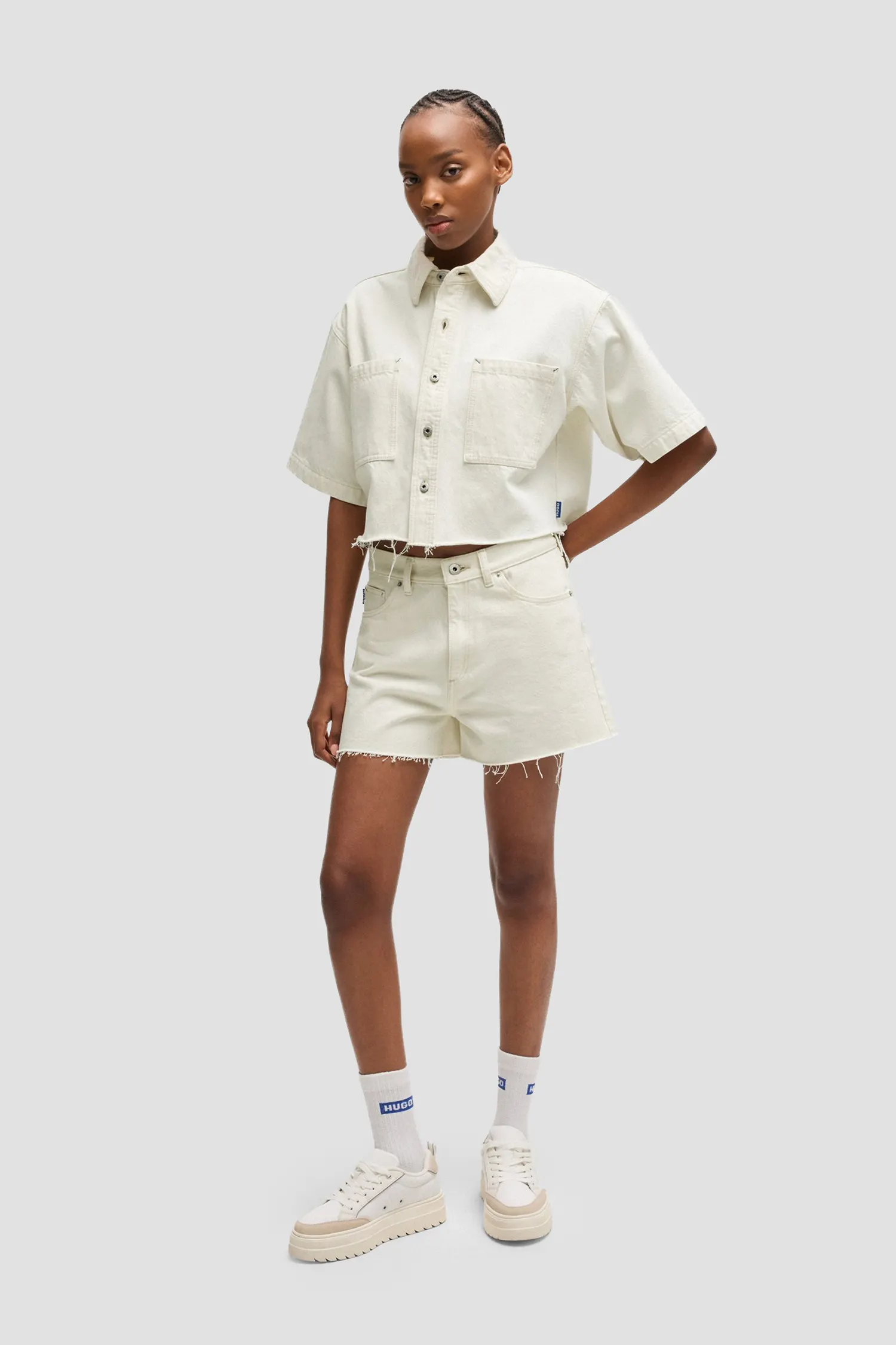 Жіноча біла джинсова сорочка 2