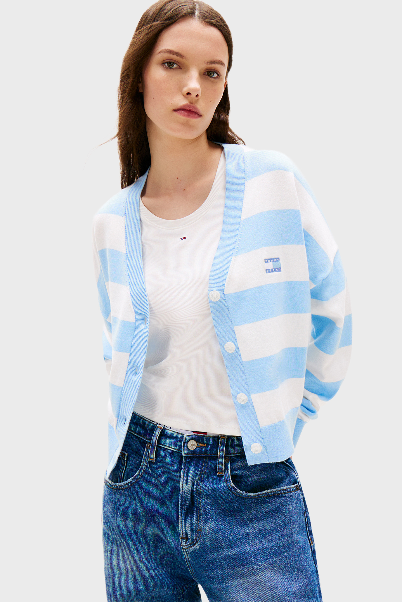 Женский кардиган в полоску STRIPE Разноцветный M Tommy Jeans DW0DW20968 Женский кардиган в полоску STRIPE Разноцветный M Tommy Jeans DW0DW20968