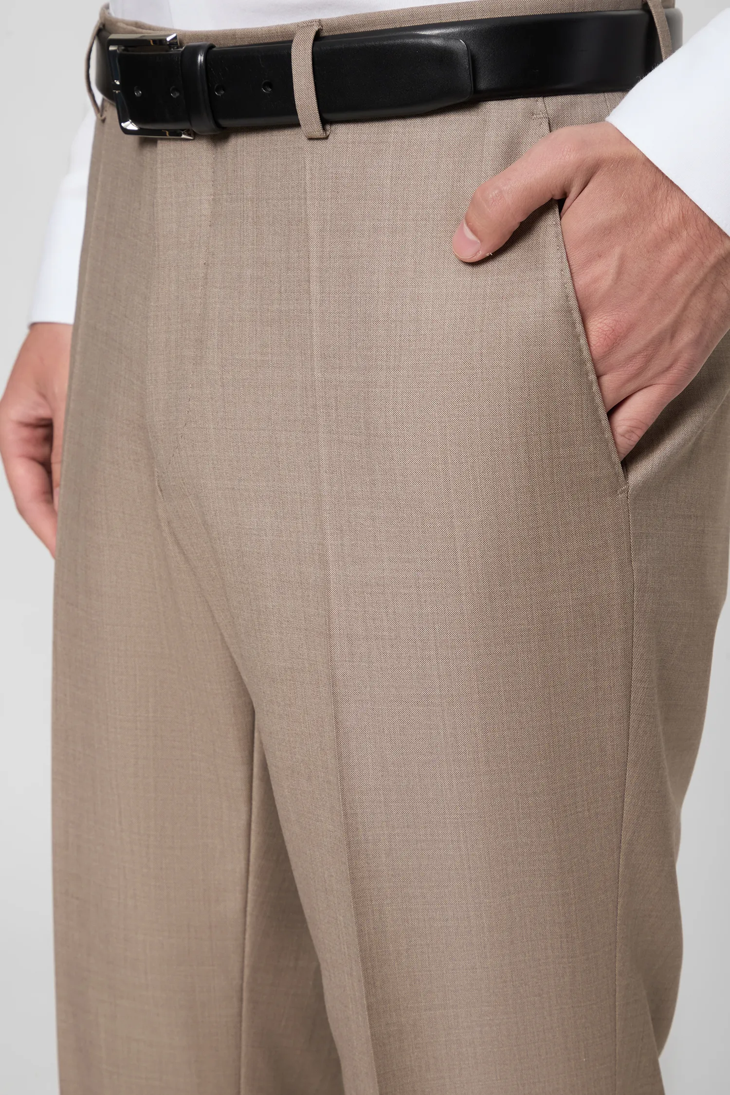 Мужской бежевый шерстяной костюм (пиджак, брюки) 6