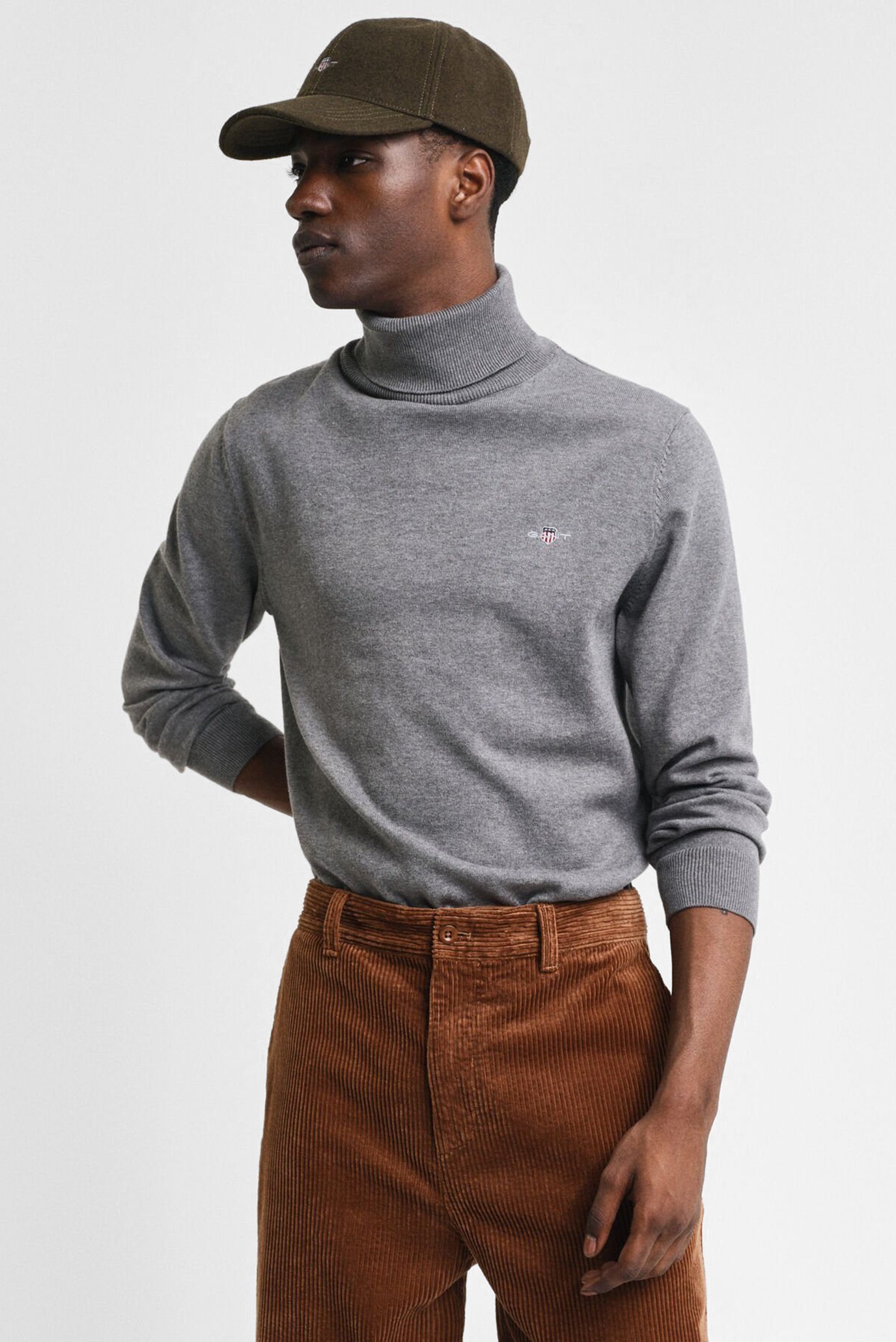 Чоловічий сірий гольф CLASSIC COTTON ROLLERNECK 1