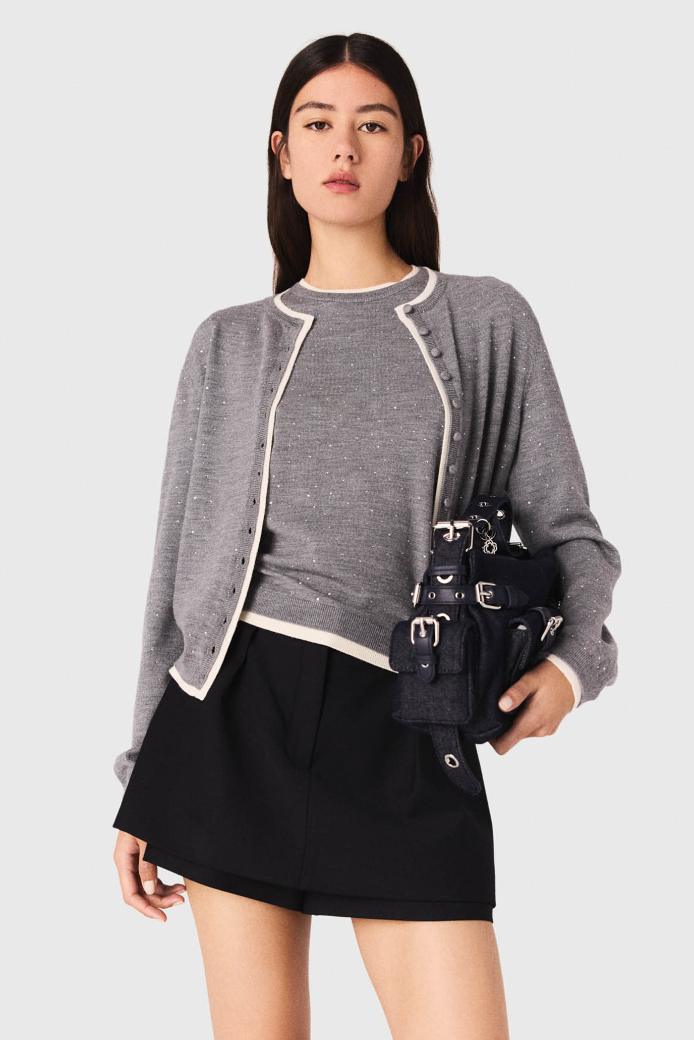 Женский серый шерстяной кардиган Серый 34 MAJE MFPCA00620_Grey Женский серый шерстяной кардиган Серый 34 MAJE MFPCA00620_Grey