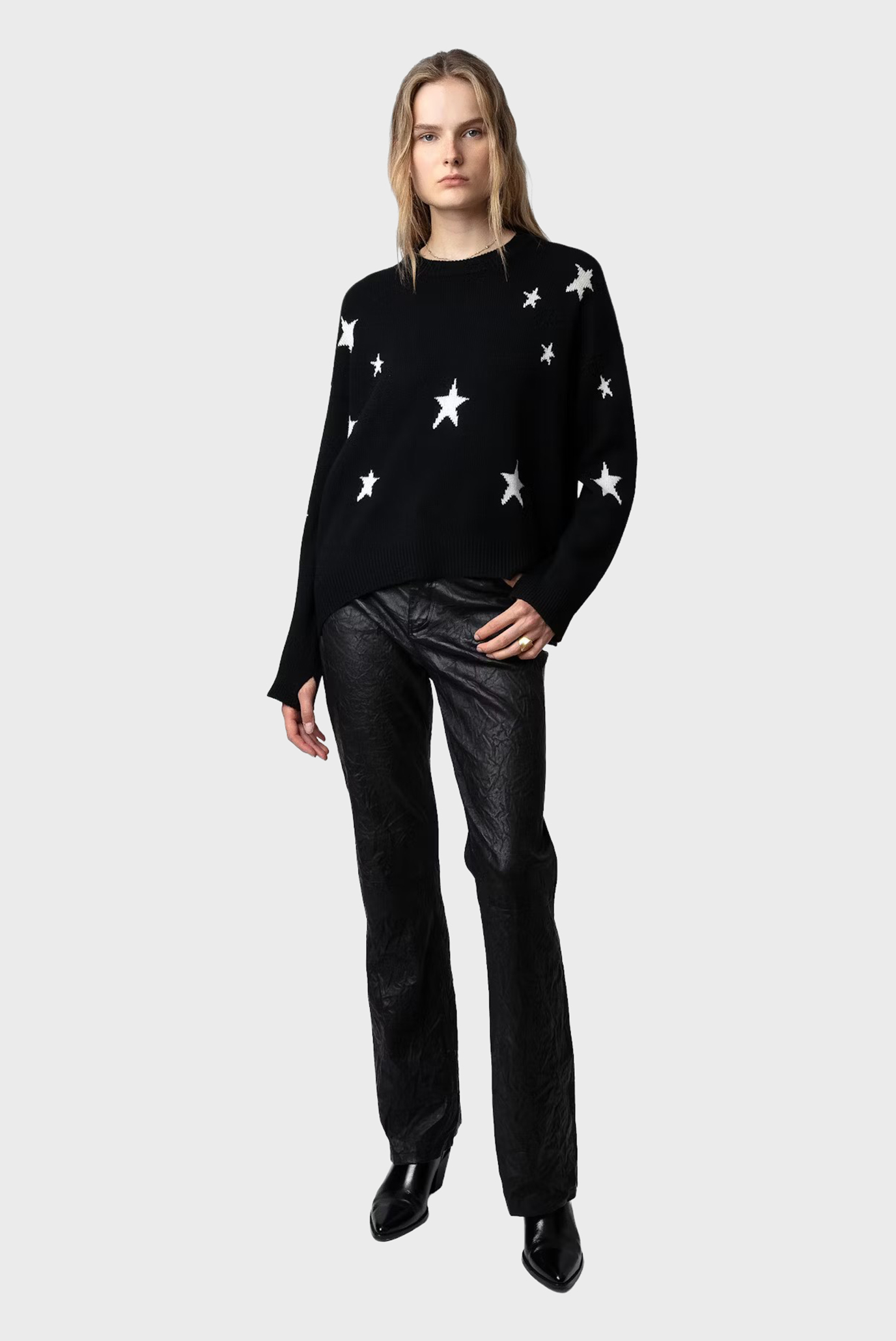 Женский черный кашемировый джемпер с узором Markus Черный XS ZADIG&VOLTAIRE KWSW00066_NOIRFW25 Женский черный кашемировый джемпер с узором Markus Черный XS ZADIG&VOLTAIRE KWSW00066_NOIRFW25