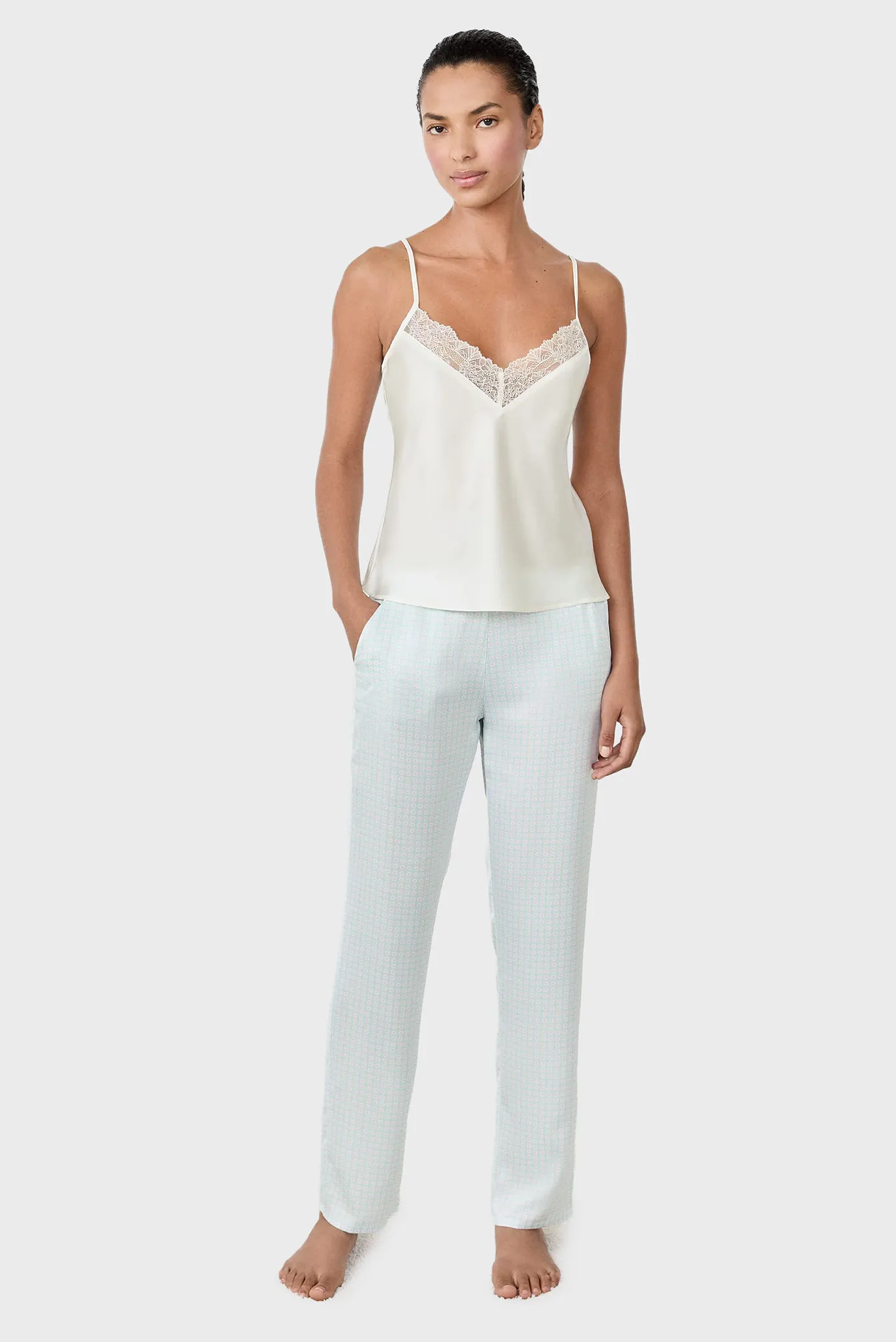 Жіноча м'ятна піжама (кардиган, топ, брюки) NAFILAH 2