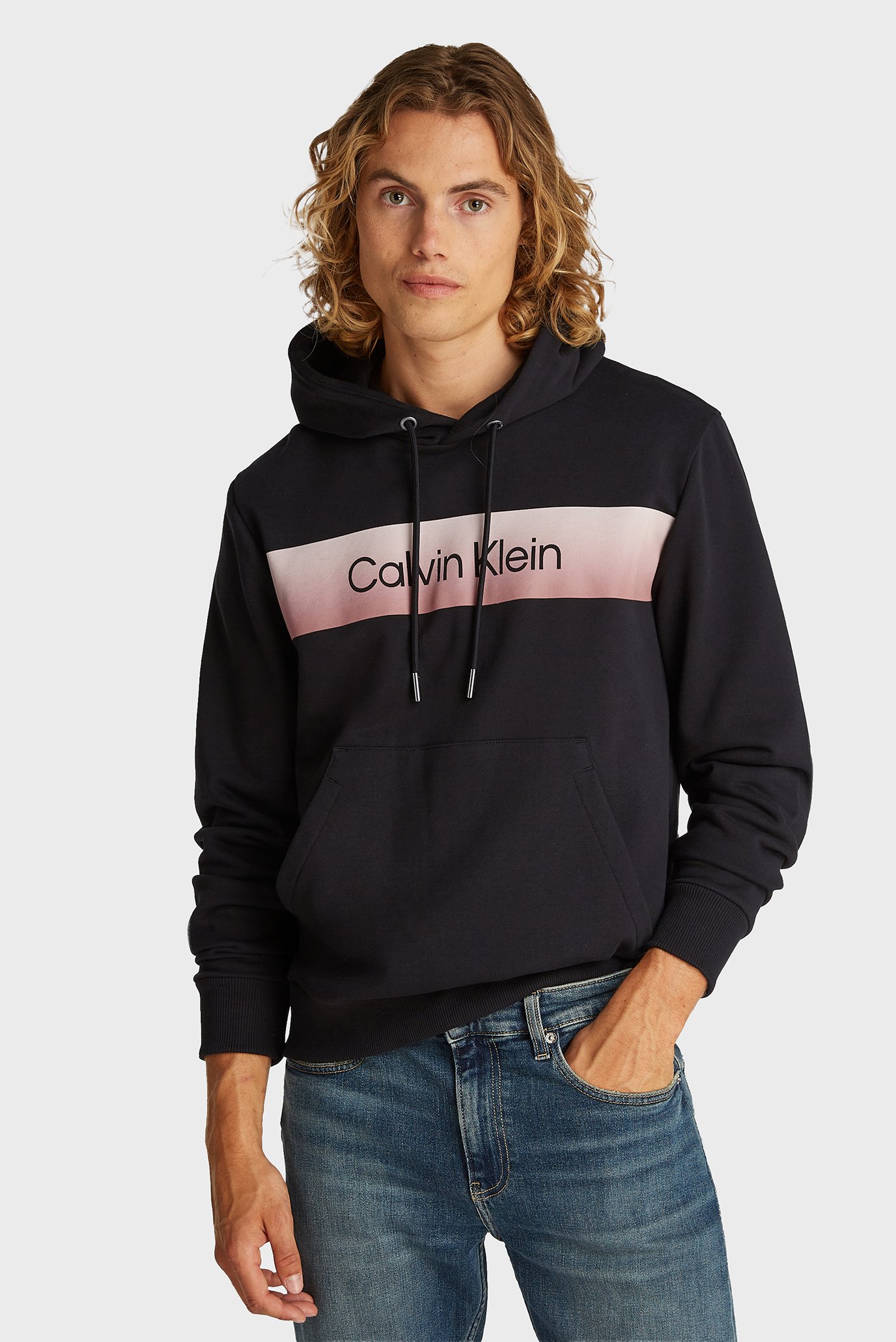 Мужское черное худи LINEAR Черный L Calvin Klein K10K114466 Мужское черное худи LINEAR Черный L Calvin Klein K10K114466
