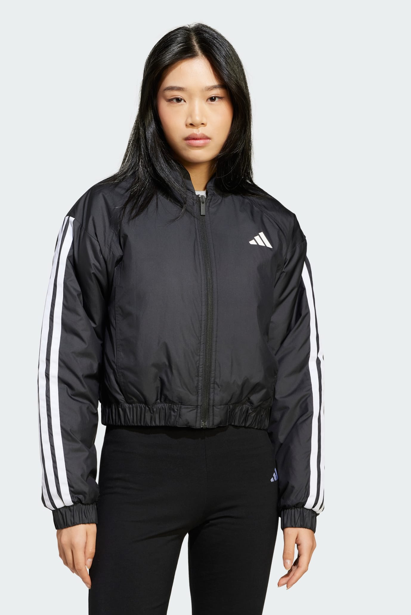 Женский черный бомбер Essentials 3-Stripes Insulated Crop 1