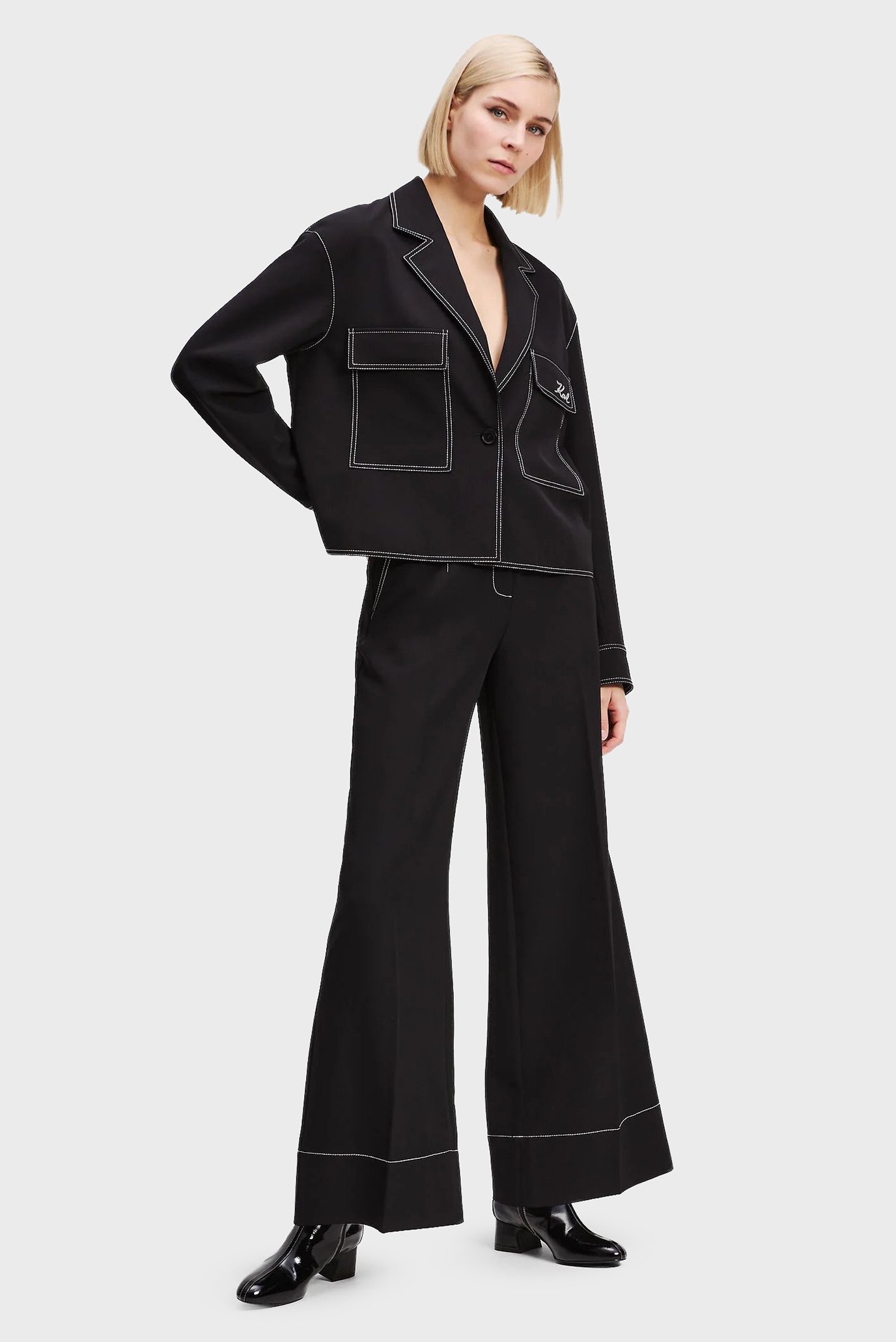 Женские черные брюки contrast stitch Черный 38 Karl Lagerfeld A3W10096 Женские черные брюки contrast stitch Черный 38 Karl Lagerfeld A3W10096