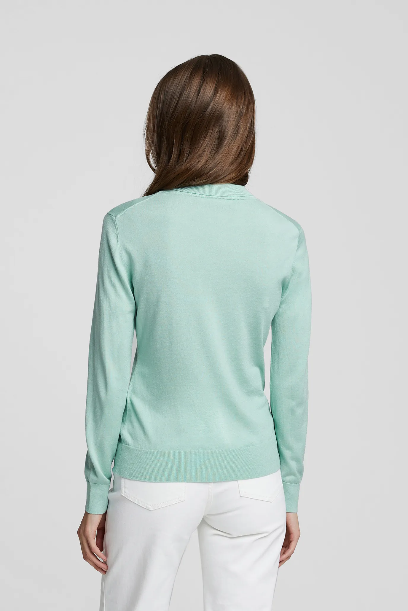 Женский мятный шелковый гольф 3