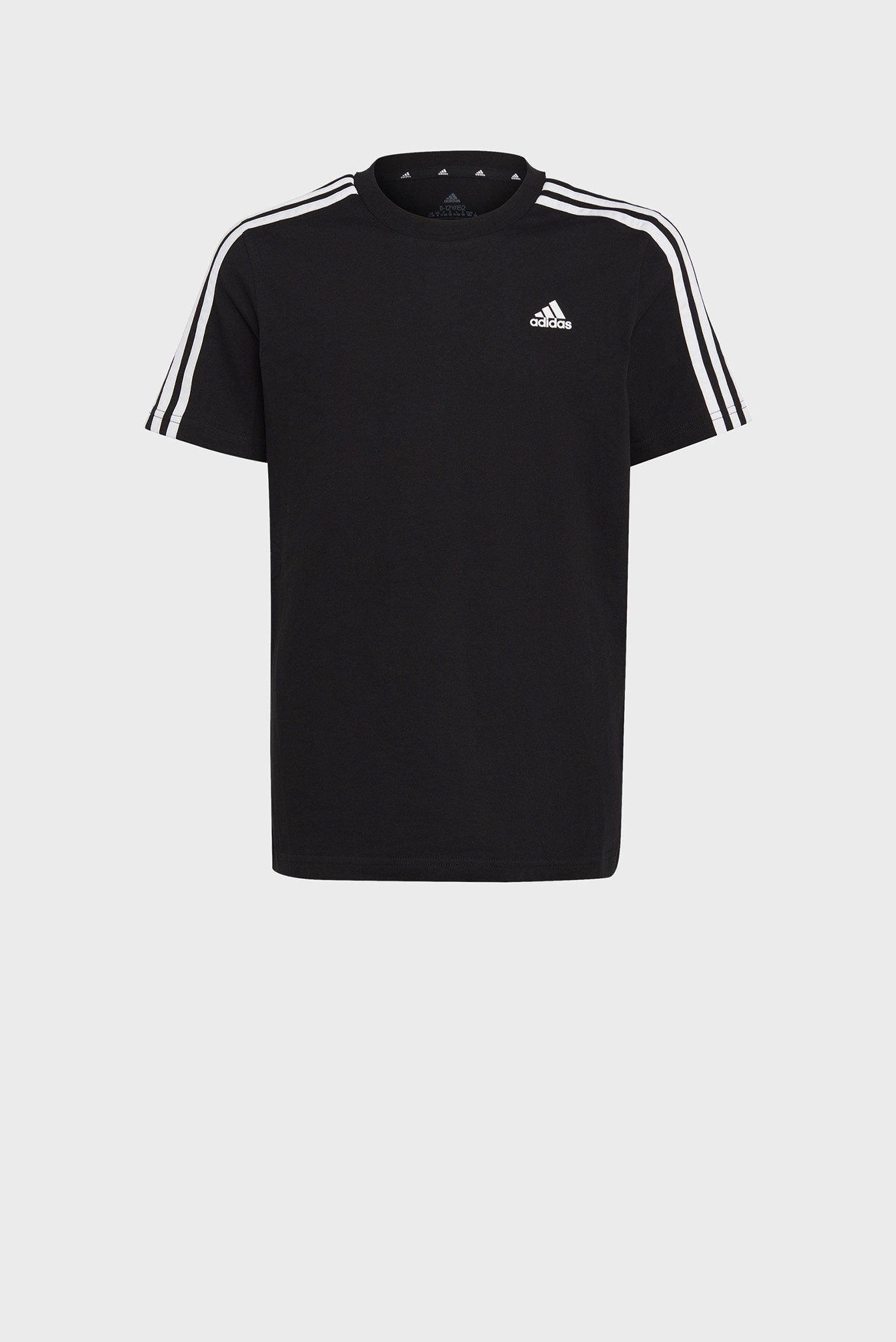Детская черная футболка Essentials 3-Stripes Cotton 1