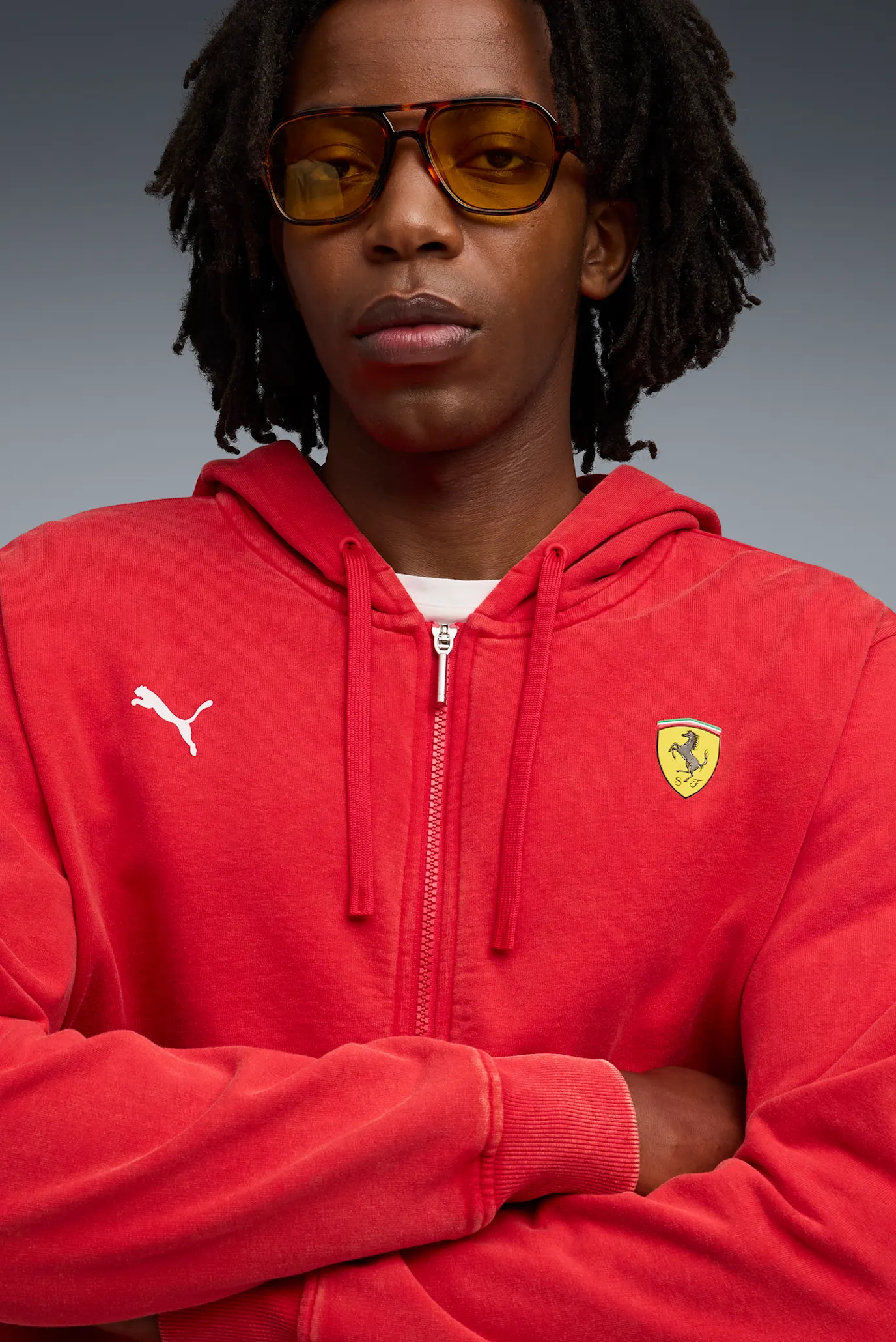 Мужское красное худи Scuderia Ferrari Sportswear Hooded Sweat Jacket Men 4