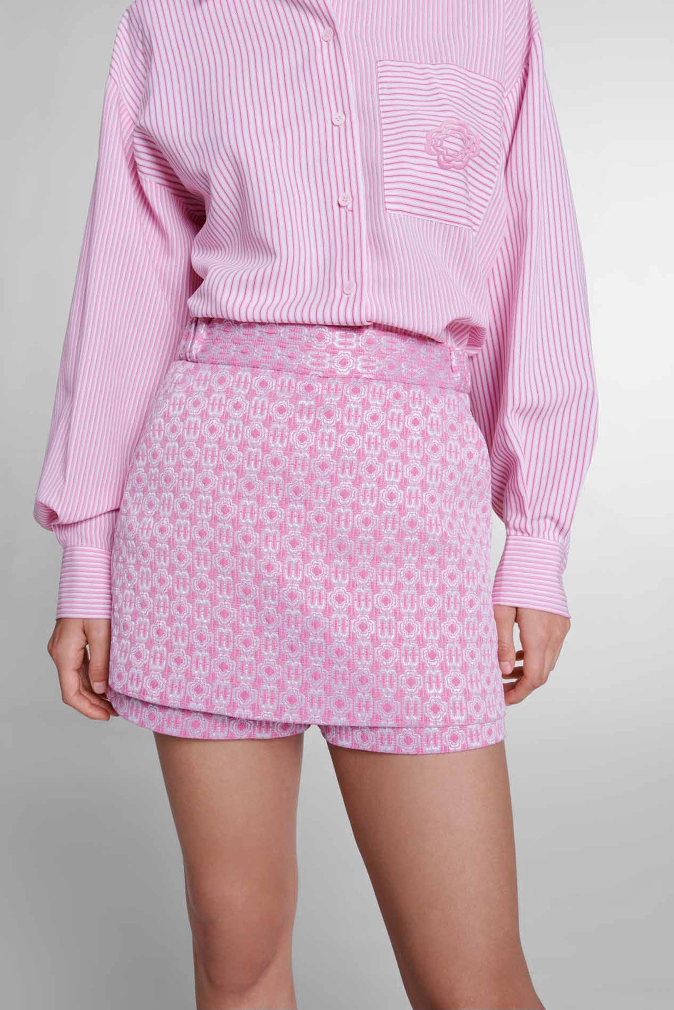 Женская розовая юбка-шорты с узором 1