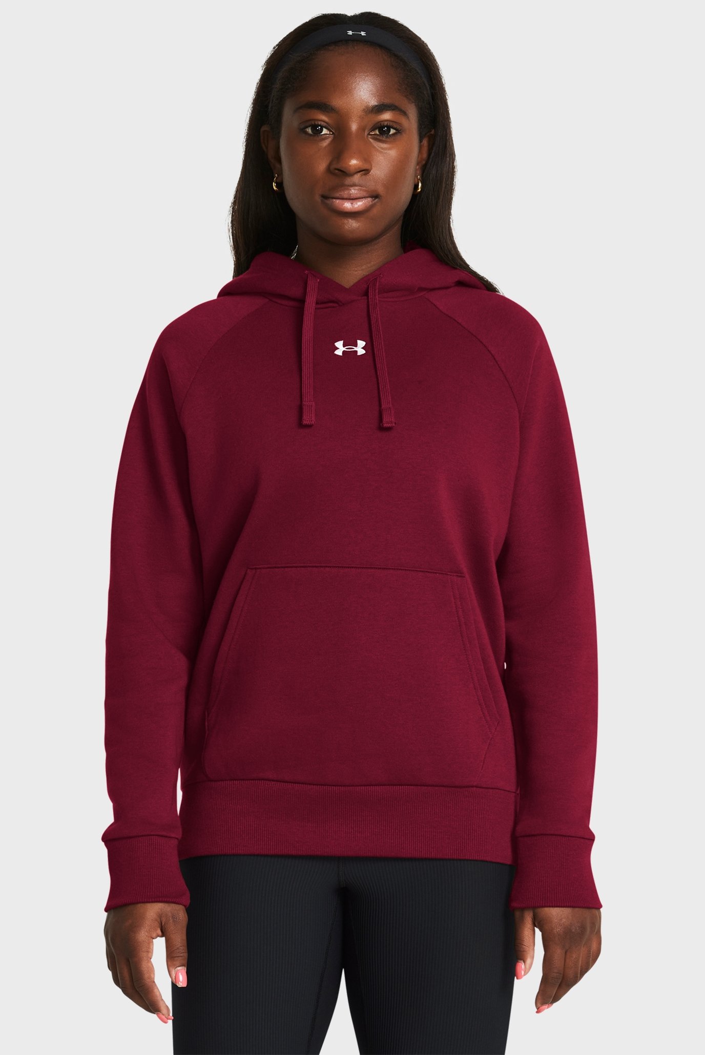 Женское бордовое худи UA Rival Fleece Hoodie 1