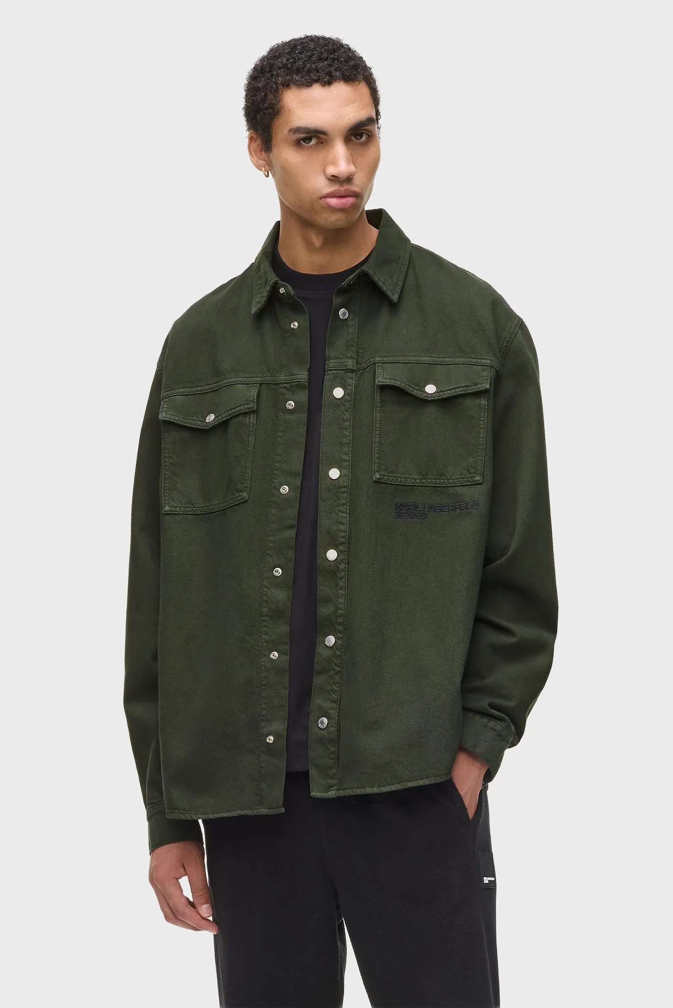 Мужская темно-зеленая рубашка overshirt 1