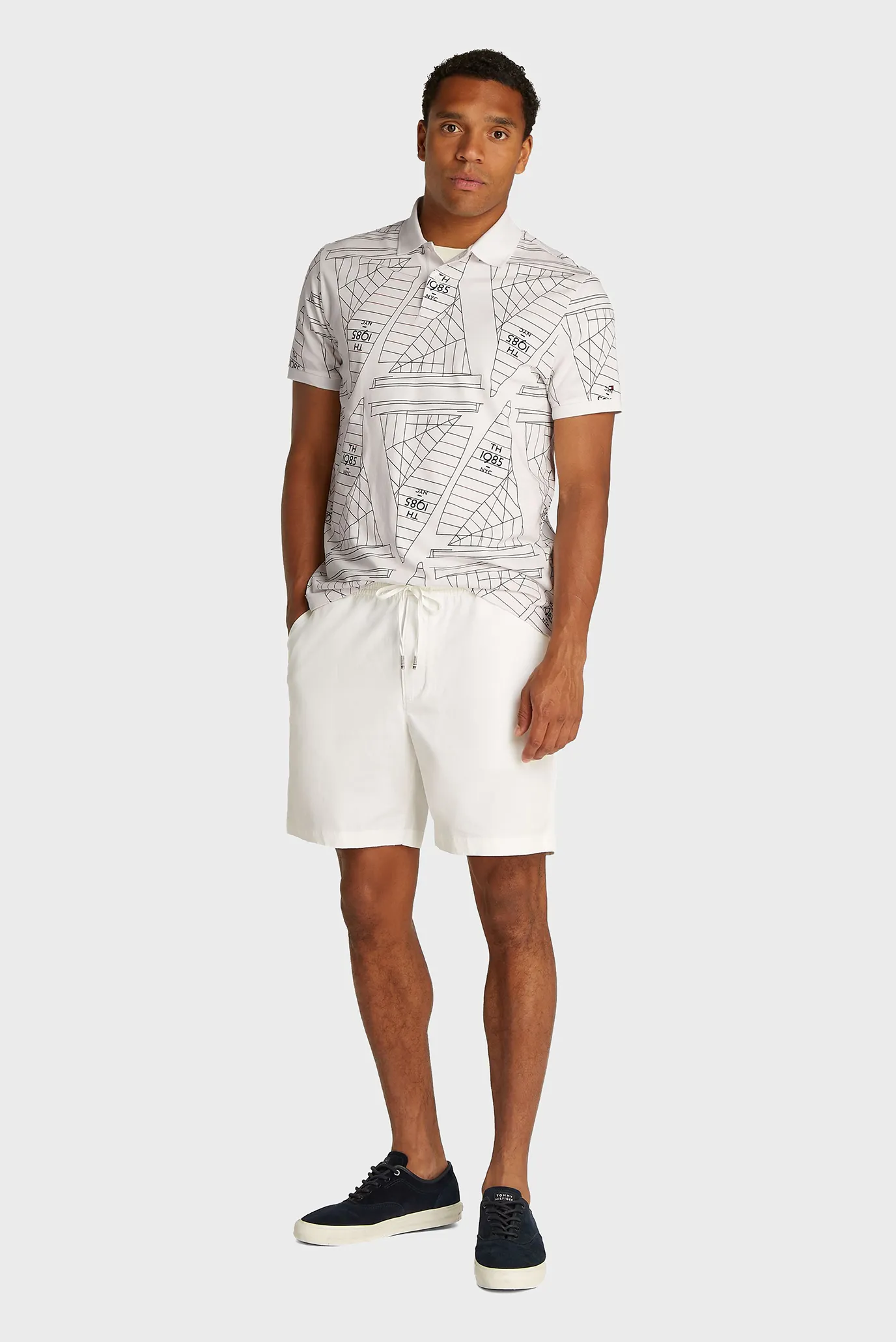 Чоловіче біле поло з візерунком SAILING 2