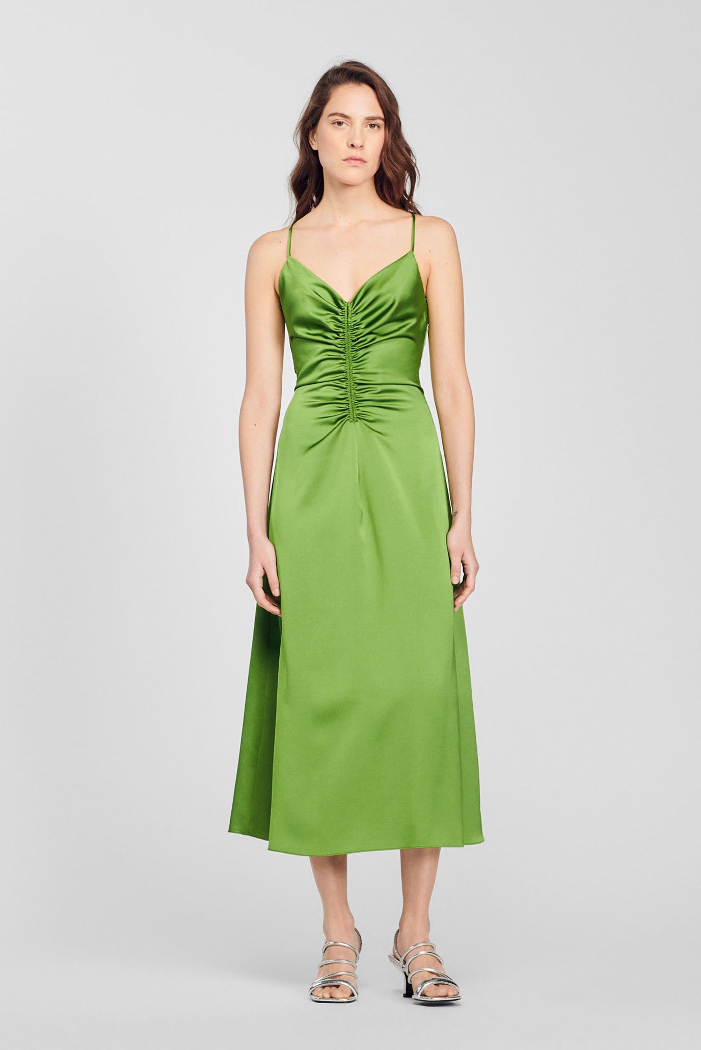 Женское зеленое платье Sandro SFPRO02713_EMEURAUDE GREEN — MD-Fashion