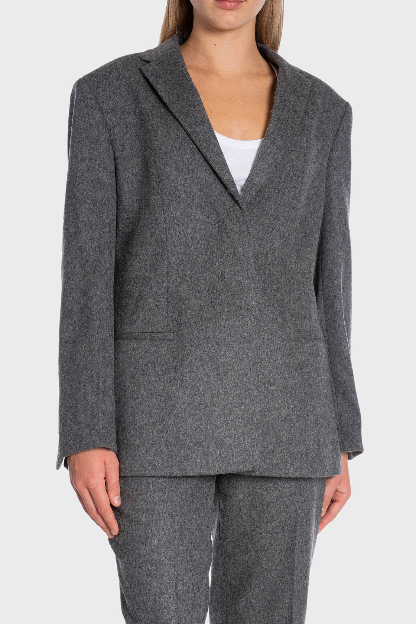 Женский темно-серый шерстяной жакет FLANNEL WOOL TAILORED BLAZER 1