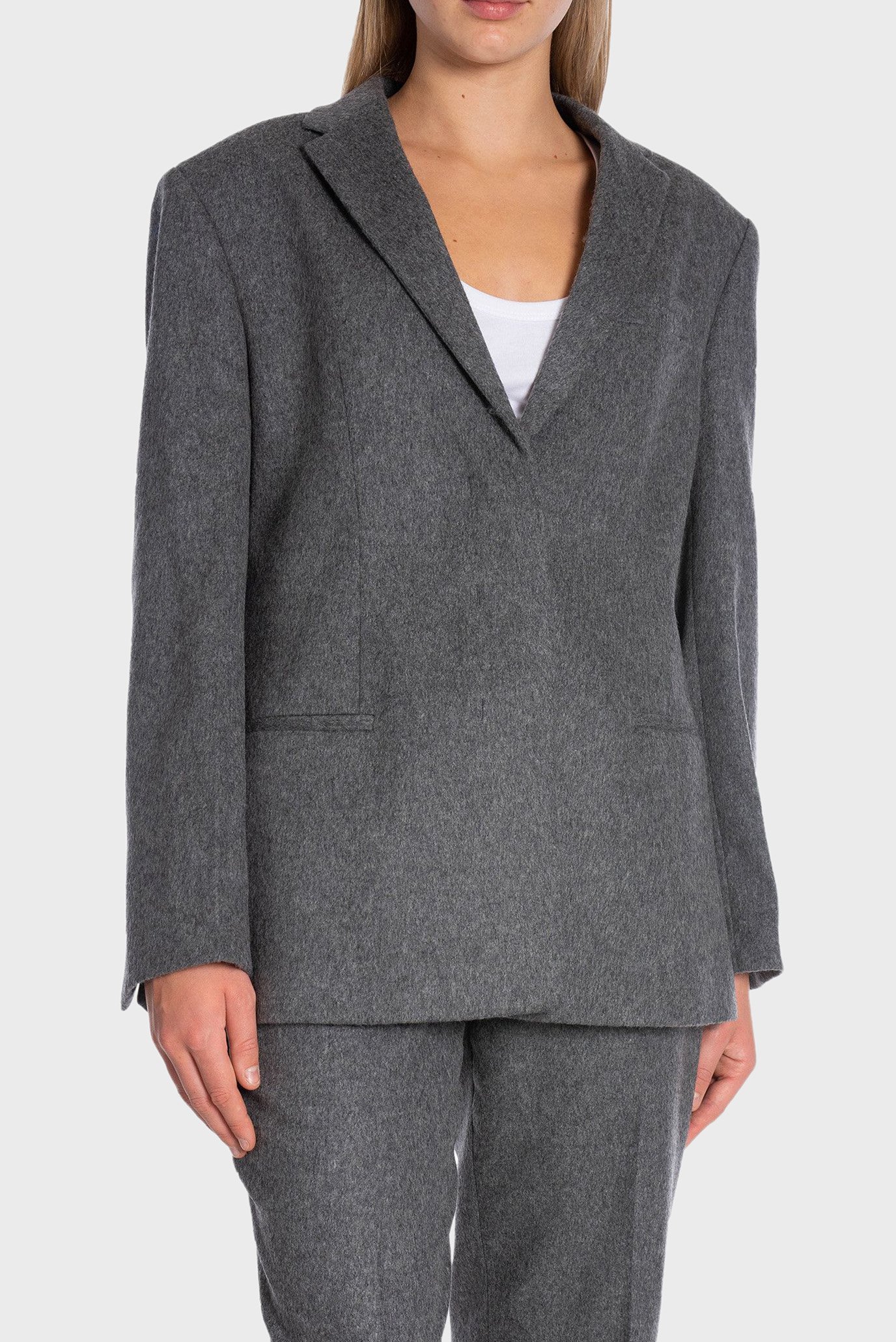 Жіночий темно-сірий вовняний жакет FLANNEL WOOL TAILORED BLAZER 1