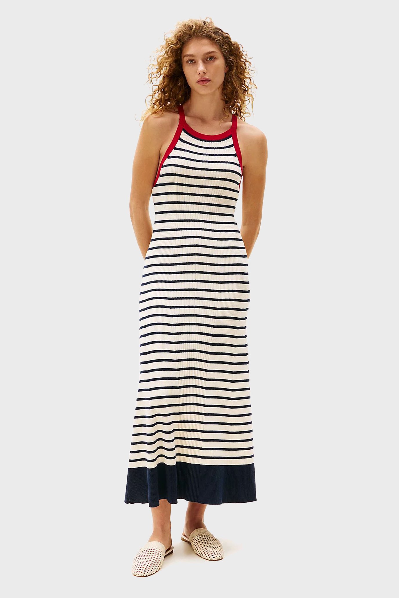 Женское белое платье в полоску TH X SRG STRIPE KNIT DRESS 1