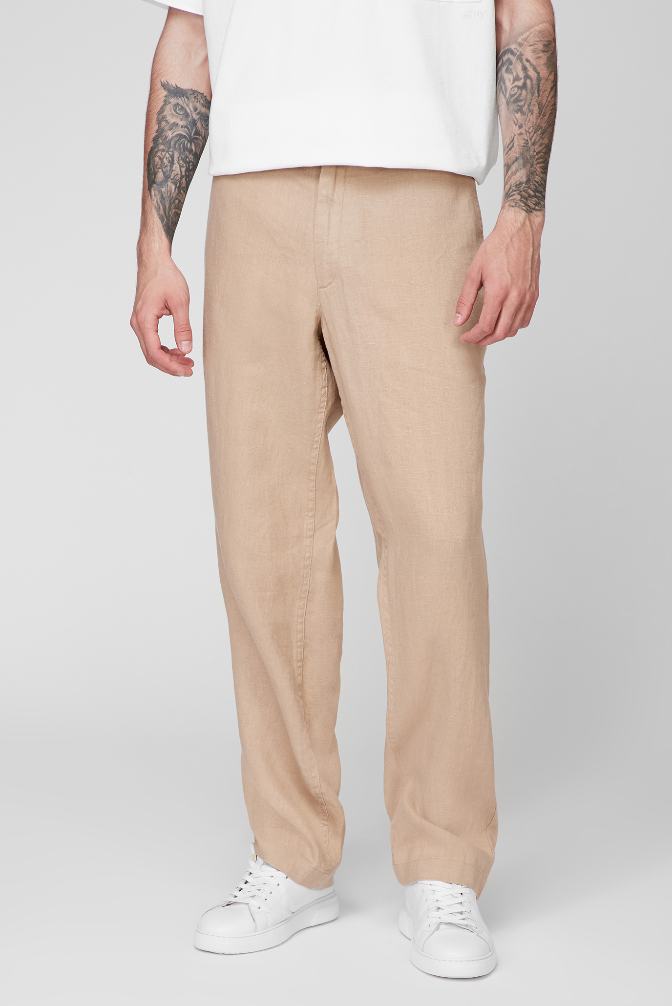 Чоловічі бежеві лляні брюки 1