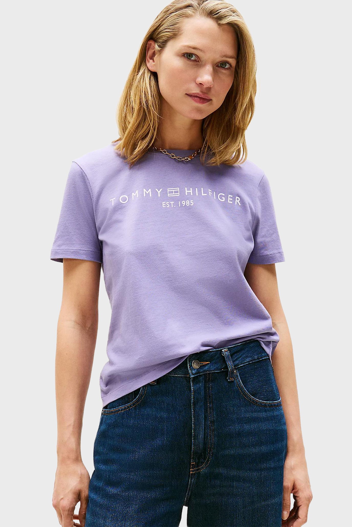 Женская сиреневая футболка CORP LOGO Сиреневый M Tommy Hilfiger WW0WW40276 Женская сиреневая футболка CORP LOGO Сиреневый M Tommy Hilfiger WW0WW40276