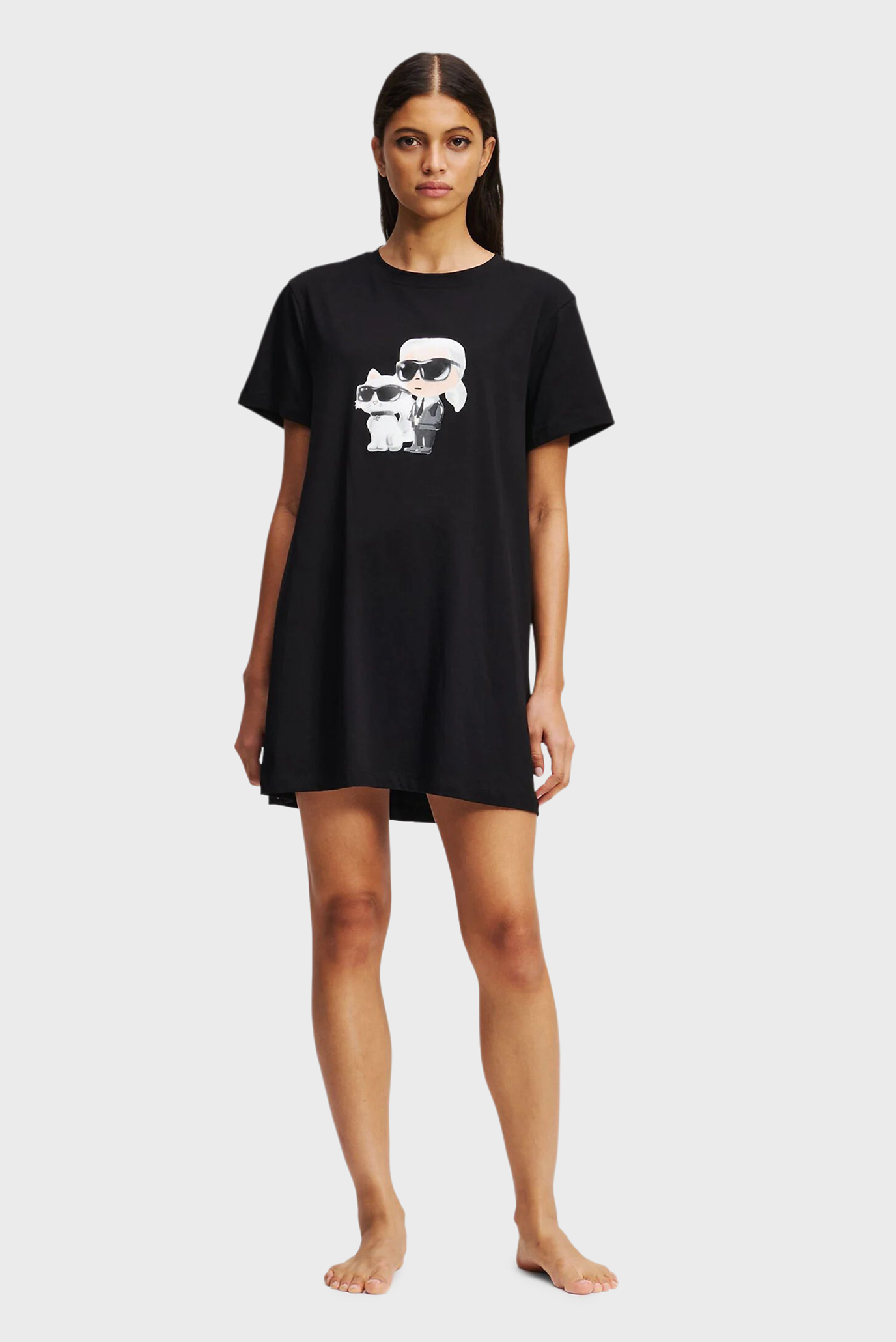 Женская черная ночная рубашка IKON Черный XL Karl Lagerfeld A3W45007 Женская черная ночная рубашка IKON Черный XL Karl Lagerfeld A3W45007