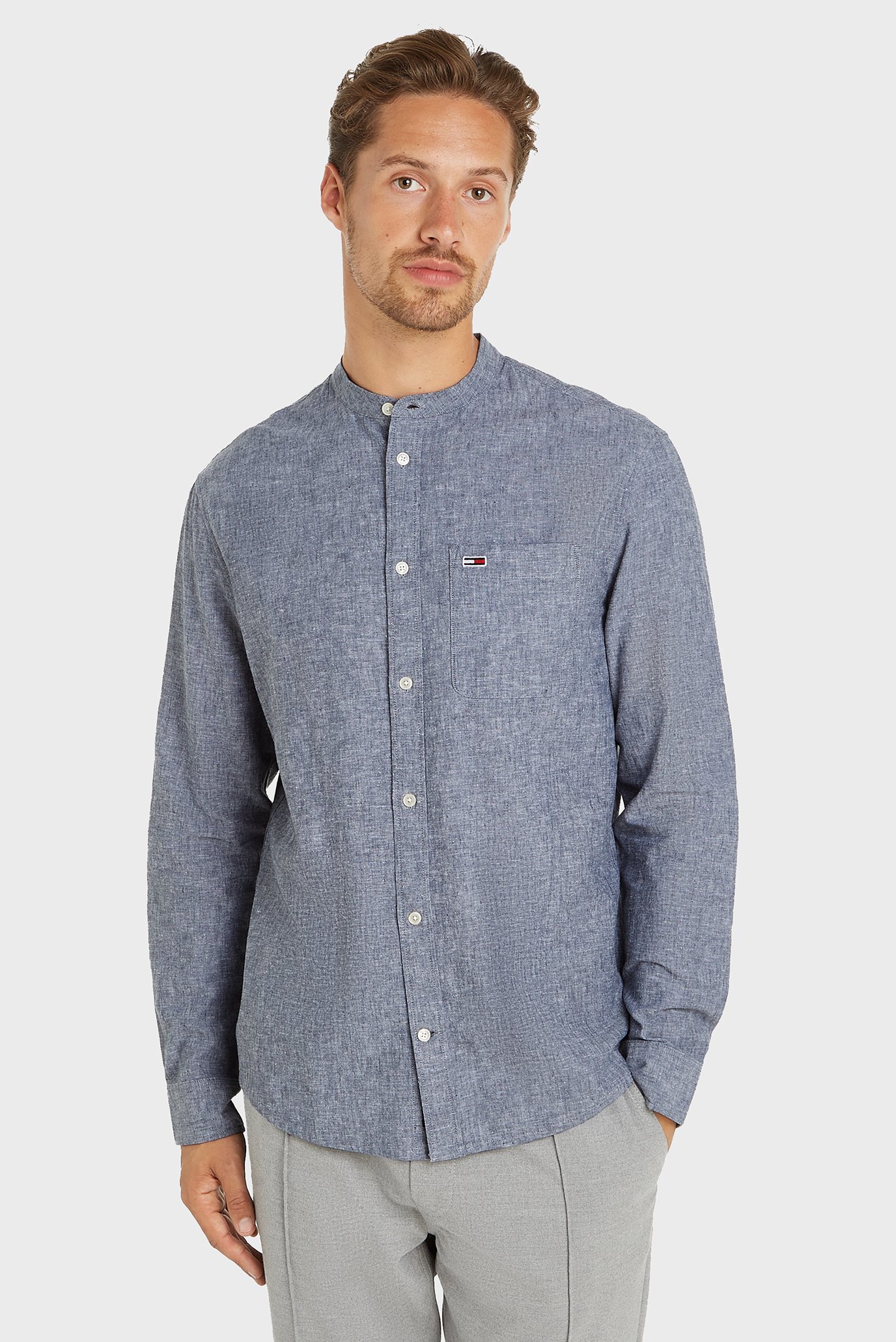 Мужская синяя рубашка TJM REG MAO LINEN BLEND Синий S Tommy Jeans DM0DM18964 Мужская синяя рубашка TJM REG MAO LINEN BLEND Синий S Tommy Jeans DM0DM18964
