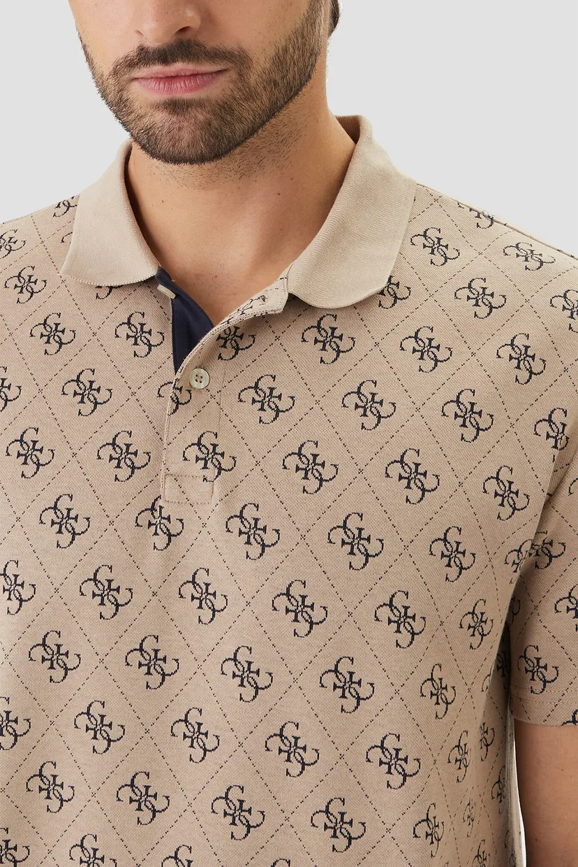 Чоловіче бежеве поло з візерунком 4