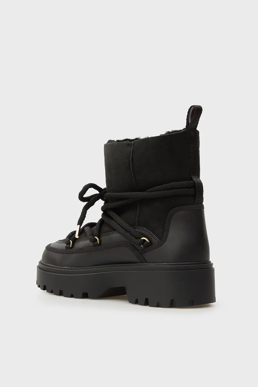 Жіночі чорні шкіряні уггі SHEARLING 5