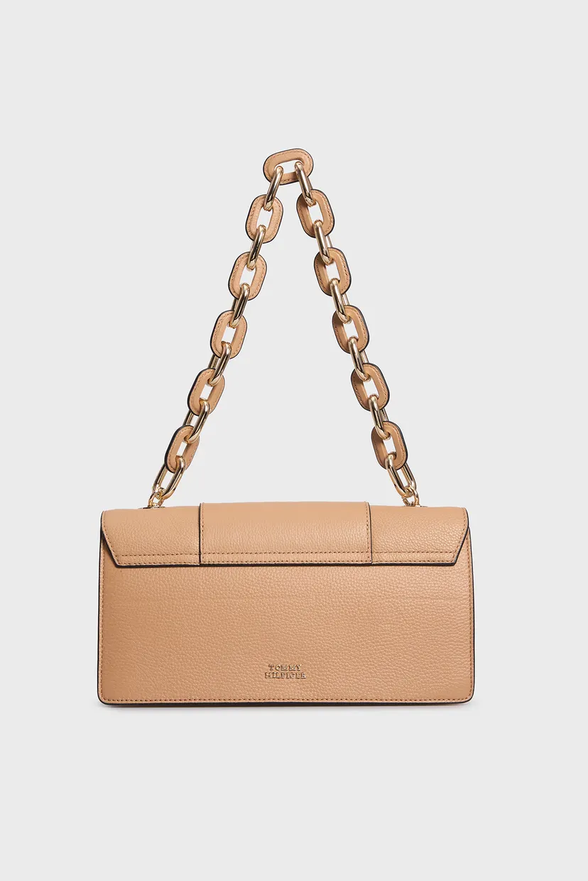 Жіноча бежева шкіряна сумка TURNLOCK LEATHER BAG 4
