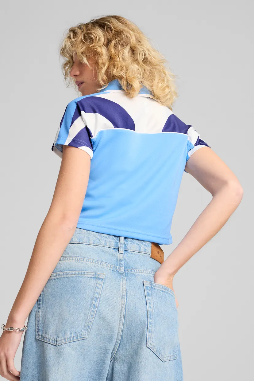 Жіноча блакитна футболка FUTURE.PUMA.ARCHIVE Football Jersey Baby Tee Women 3