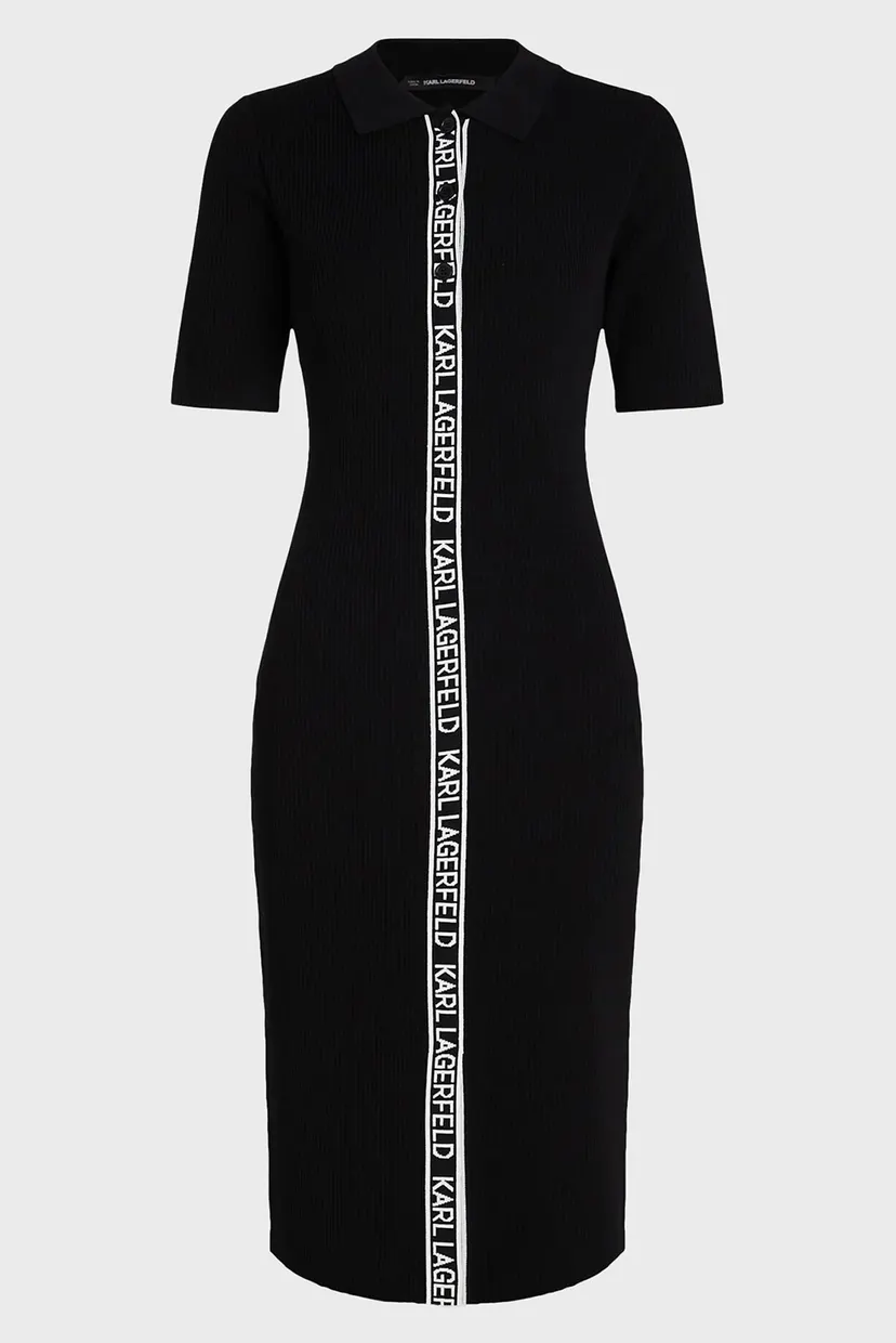 Женское черное платье SSLV LOGO KNIT DRESS 5