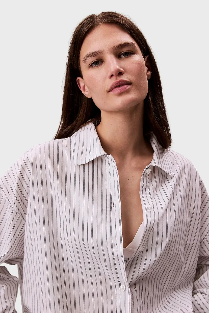 Женская белая рубашка в полоску BUTTON DOWN 4