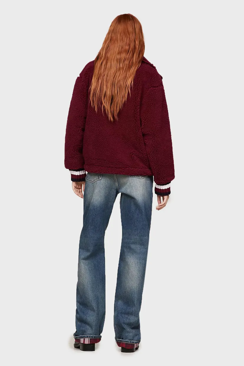 Женская бордовая куртка THC FAUX FUR VARSITY 3